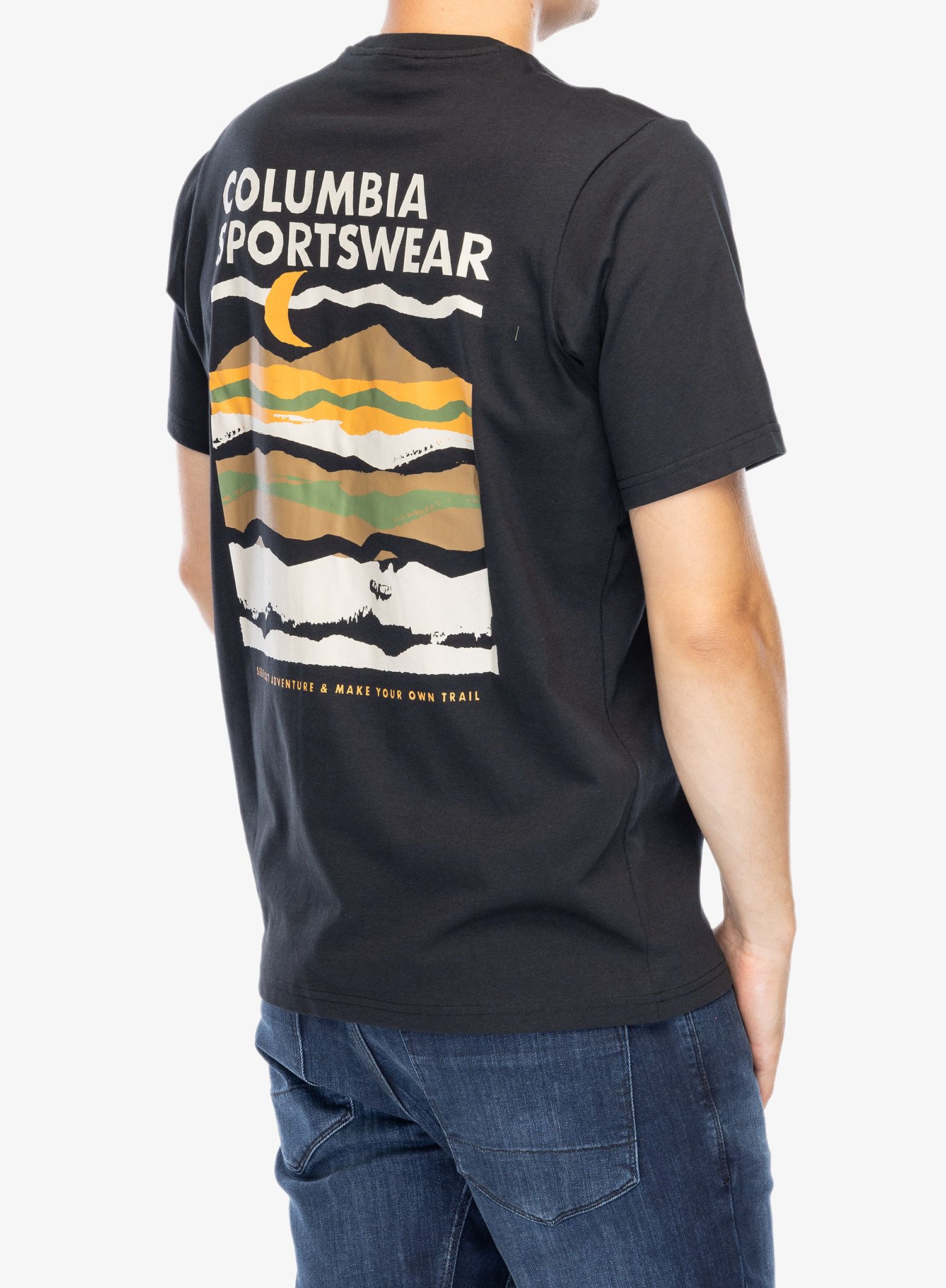 Majica s potiskom Columbia Explorers Canyon Back S/S Tee - black/torn moonscape