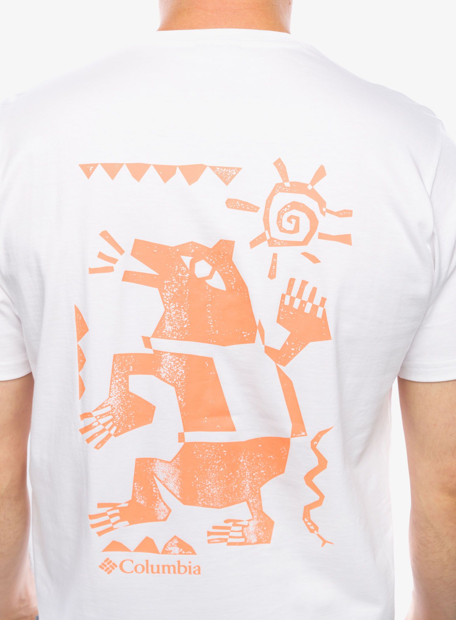 Majica s potiskom Columbia Explorers Canyon Back S/S Tee - white/bearly tribe