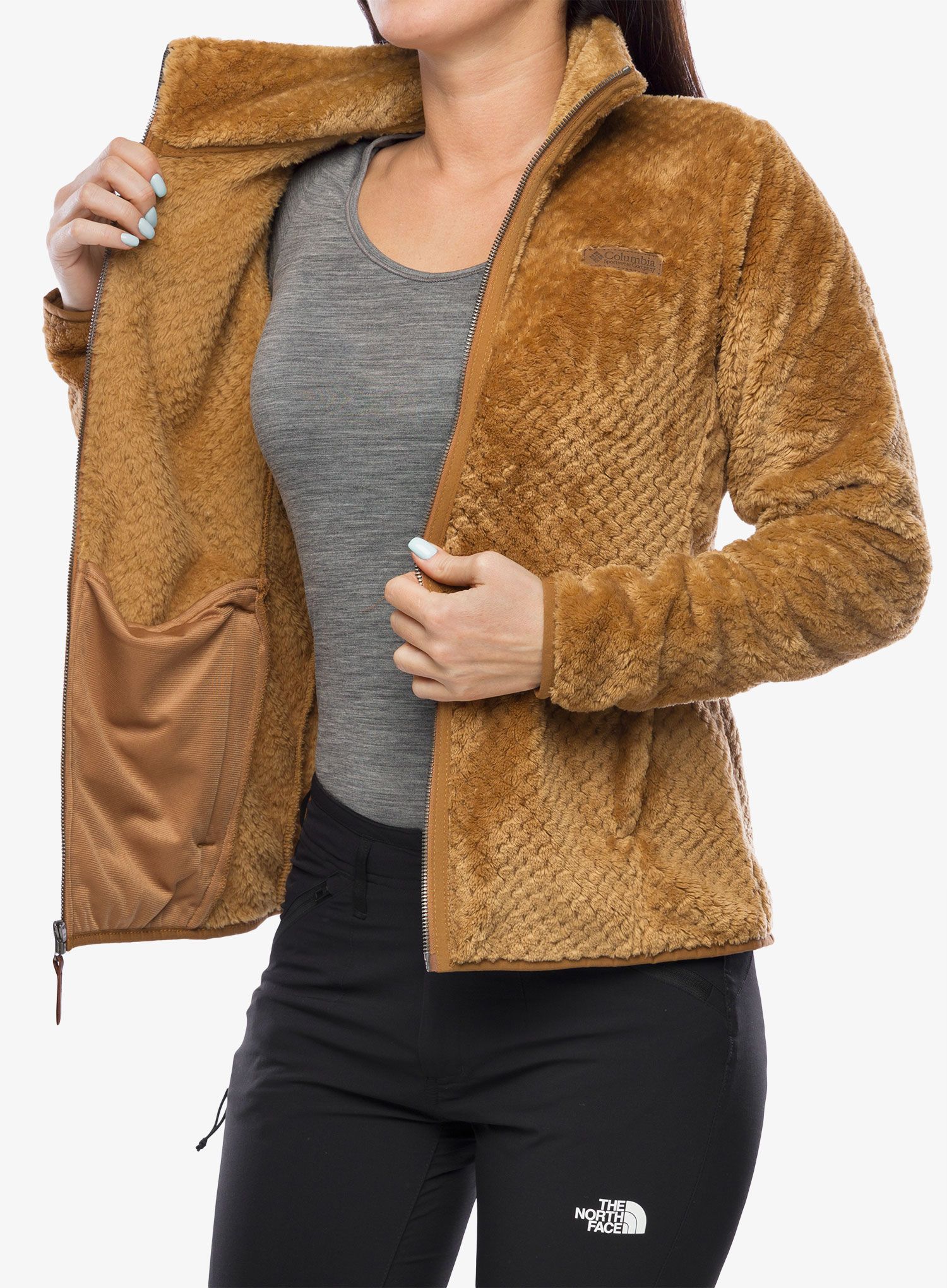 Ženski flis Columbia Fire Side II Sherpa - camel brown