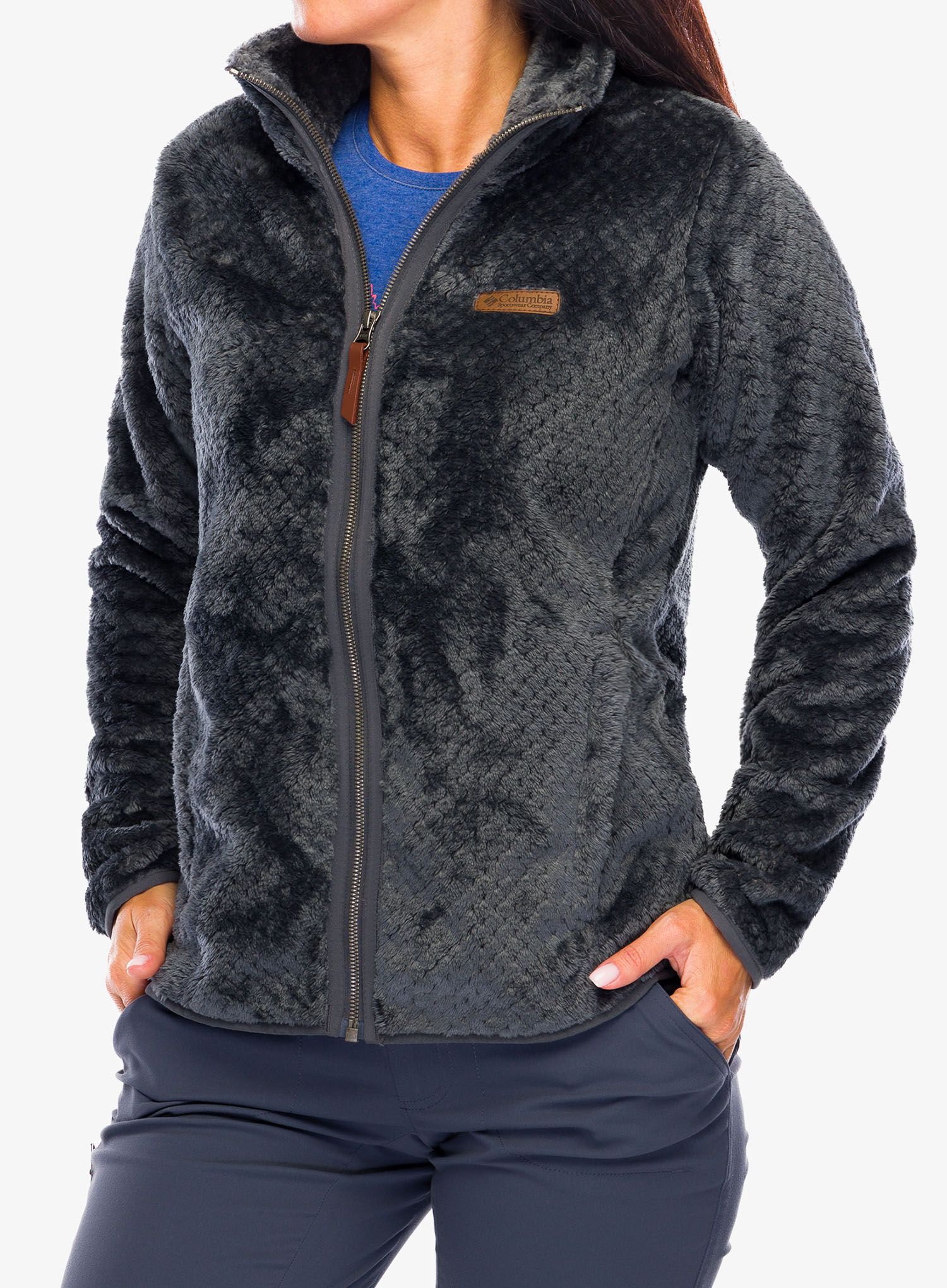 Ženski flis Columbia Fire Side II Sherpa - shark