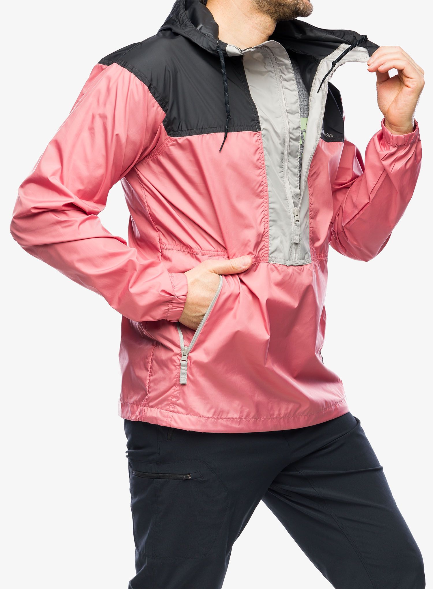 Vetrovka Columbia Flash Challenger Anorak - pink agave/shark/flint grey