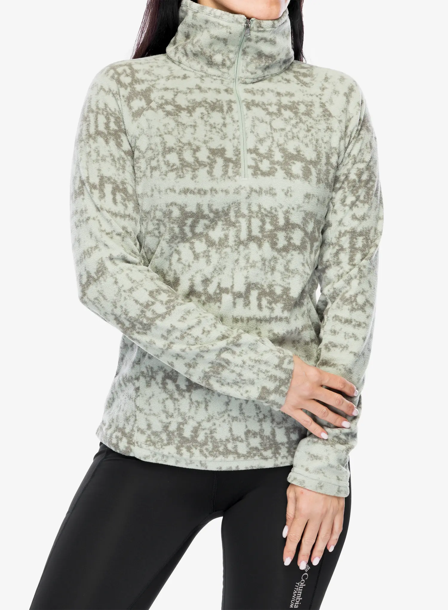 Ženska jopica brez kapuce Columbia Glacial IV Print 1/2 Zip - safari stippled stripe