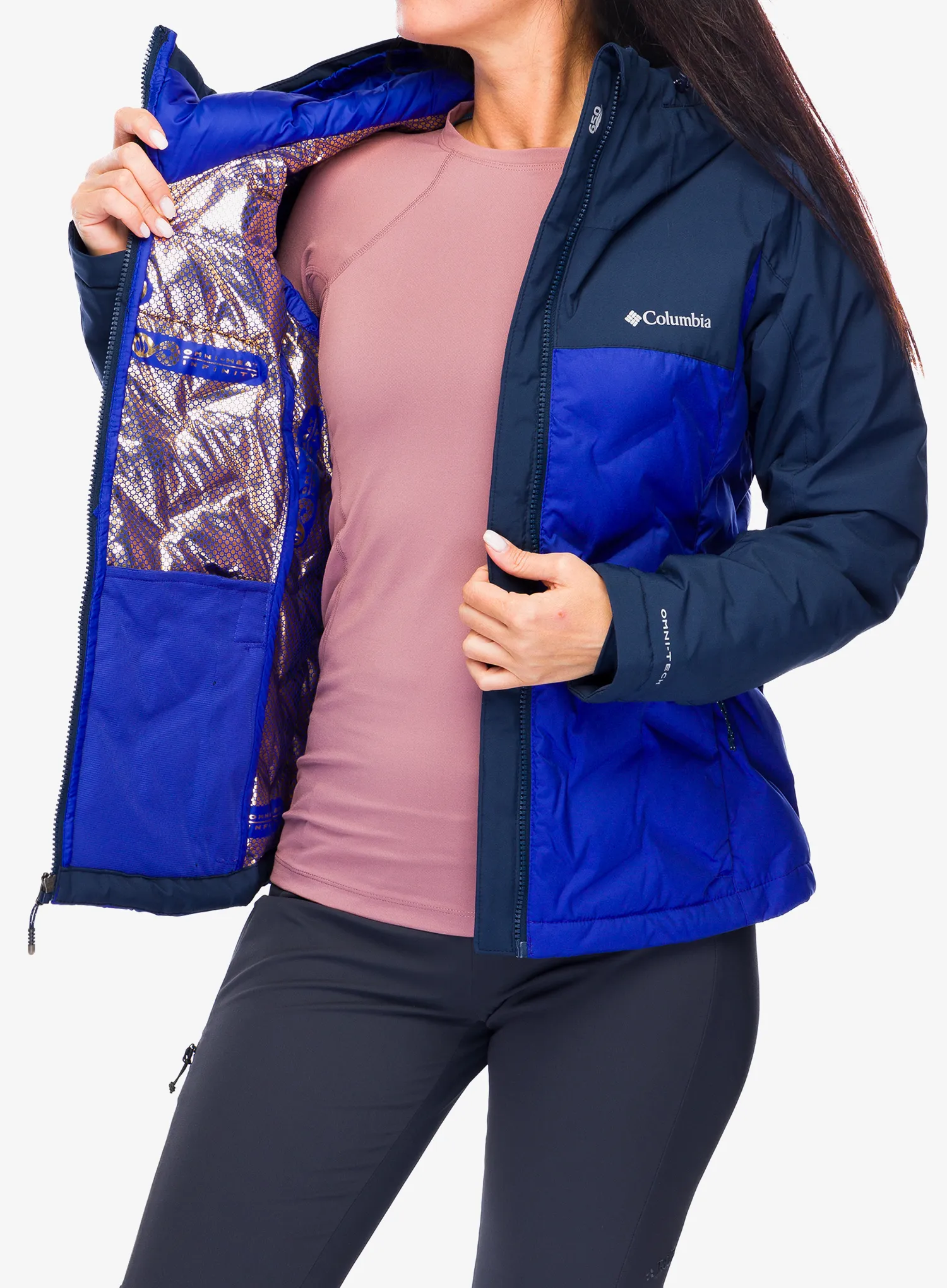 Ženska puhovka Columbia Grand Trek III Down Jacket - clematis blue/collegiate navy
