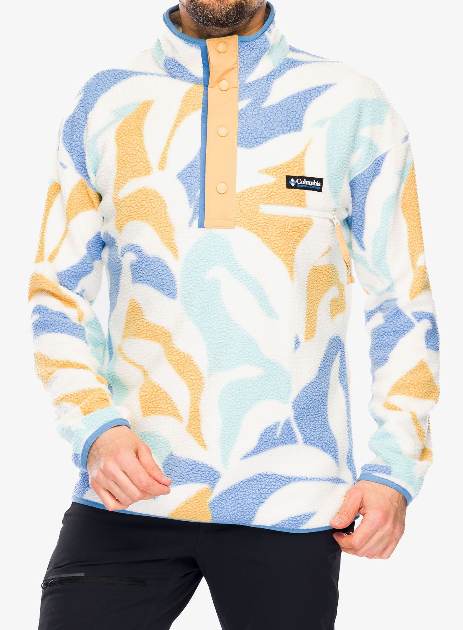 Flis Columbia Helvetia Half Snap Fleece - chalk floristic/camel/skyler