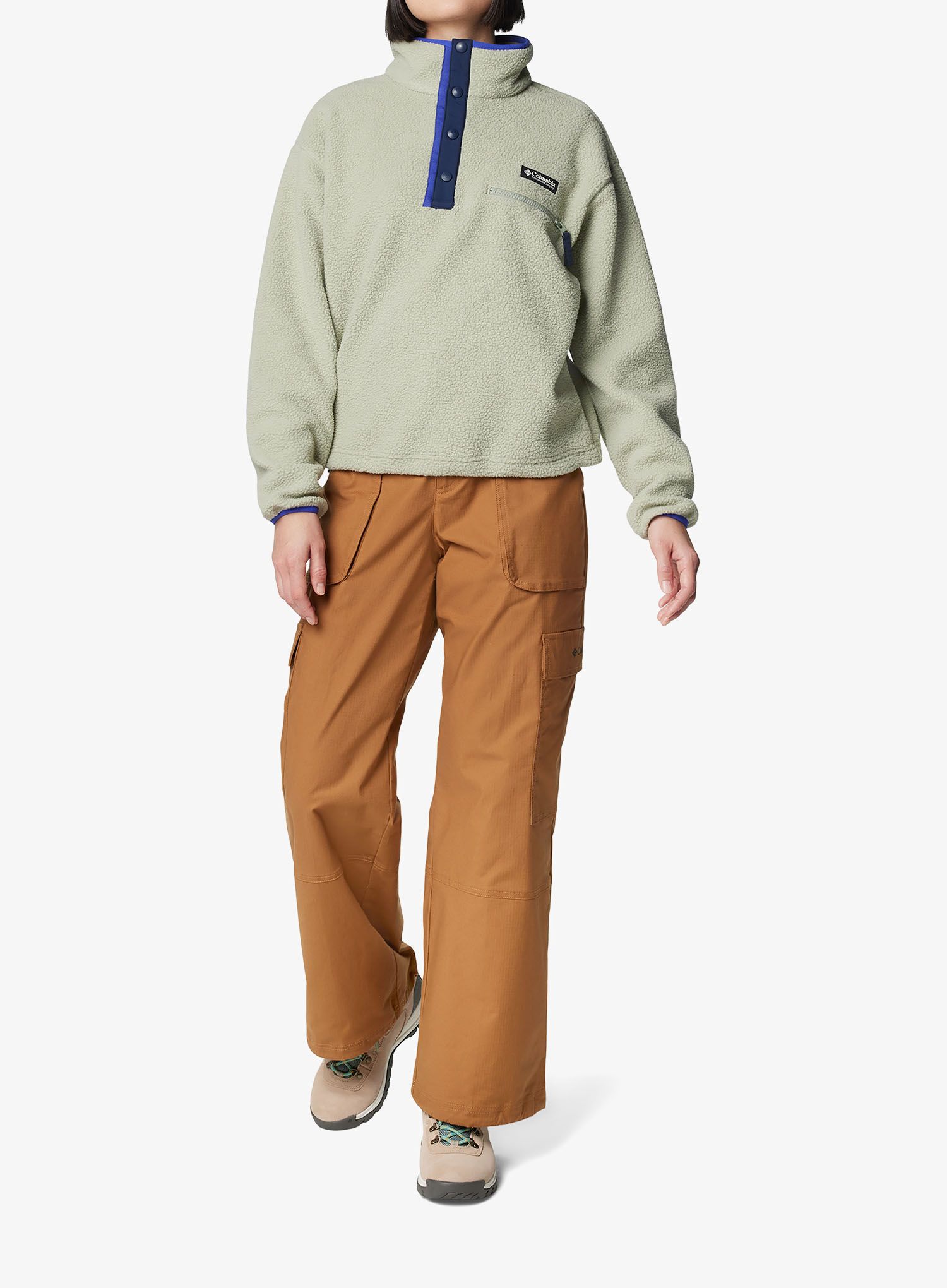 Ženska jopica Columbia Helvetia II Cropped Half Snap Fleece - safari