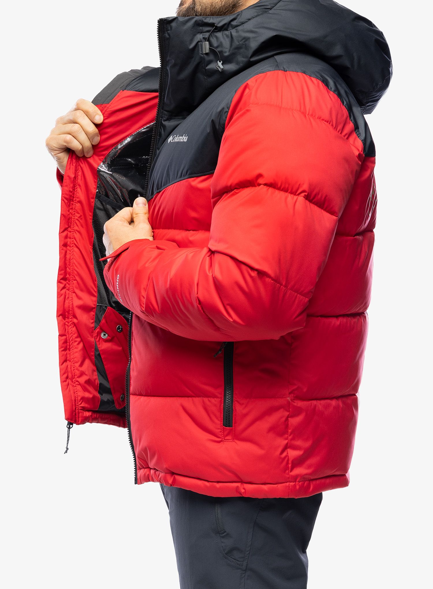 Moška smučarska jakna Columbia Iceline Ridge Jacket - mountain red/black