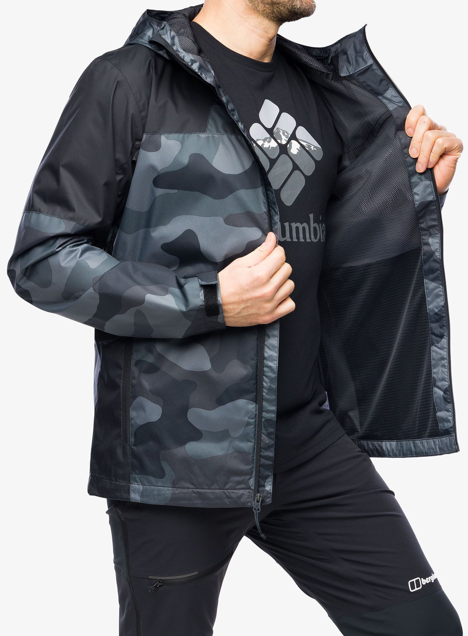 Nepremočljiva jakna Columbia Inner Limits III Jacket - black mod camo print/black