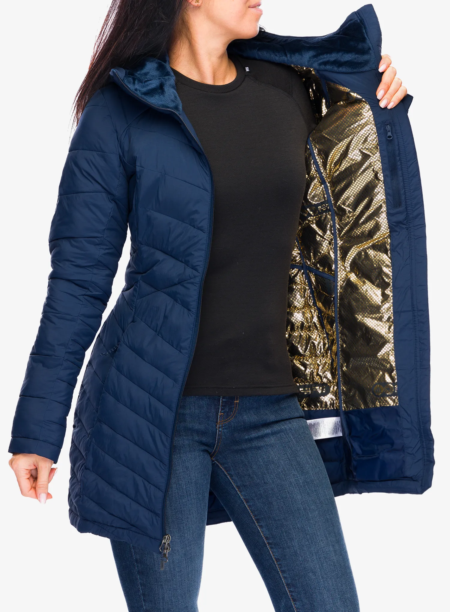 Ženski plašč Columbia Joy Peak II Mid Jacket - collegiate navy/snowdrift/blue