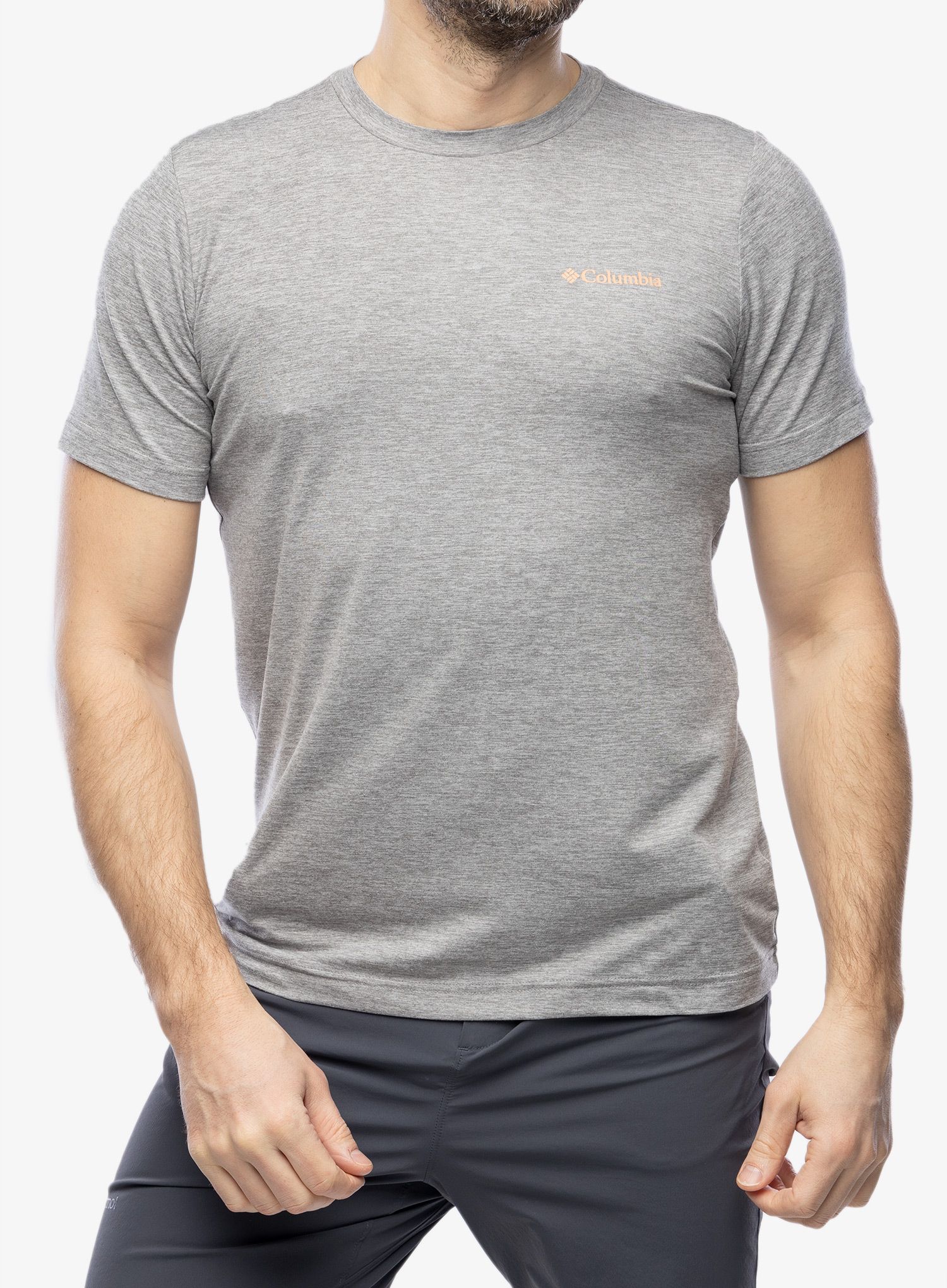 Športna majica Columbia Kwick Hike Back Graphic S/S Tee - boulder heather/moonscape