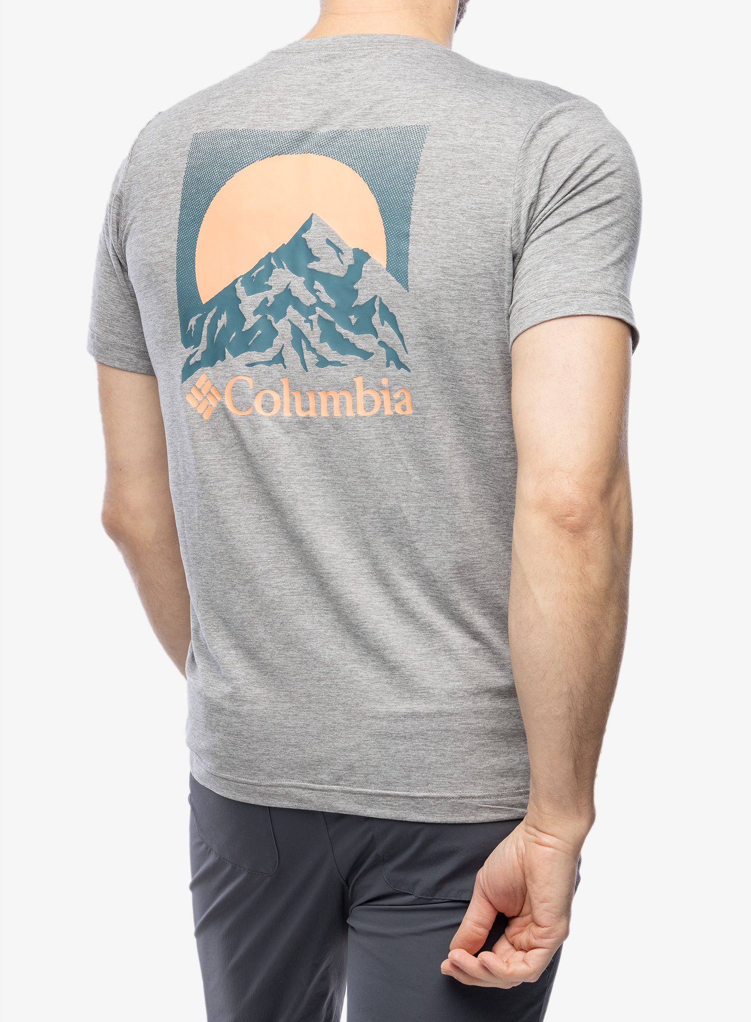 Športna majica Columbia Kwick Hike Back Graphic S/S Tee - boulder heather/moonscape
