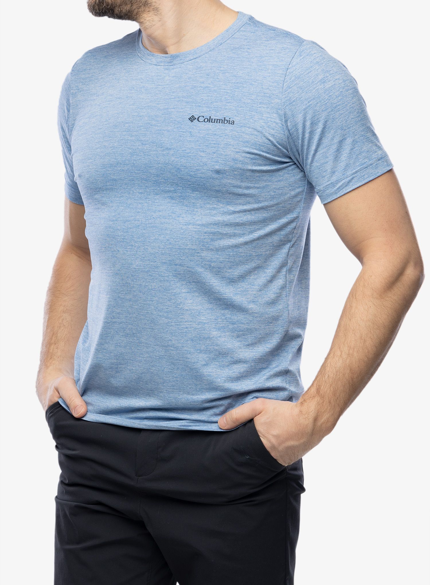 Športna majica Columbia Kwick Hike Back Graphic S/S Tee - skyler heather/mountainair