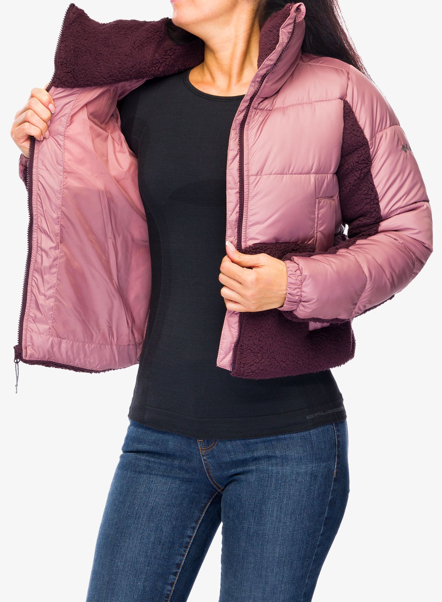 Ženska sintetična jakna Columbia Leadbetter Point II Sherpa Hybrid - fig/moonvista
