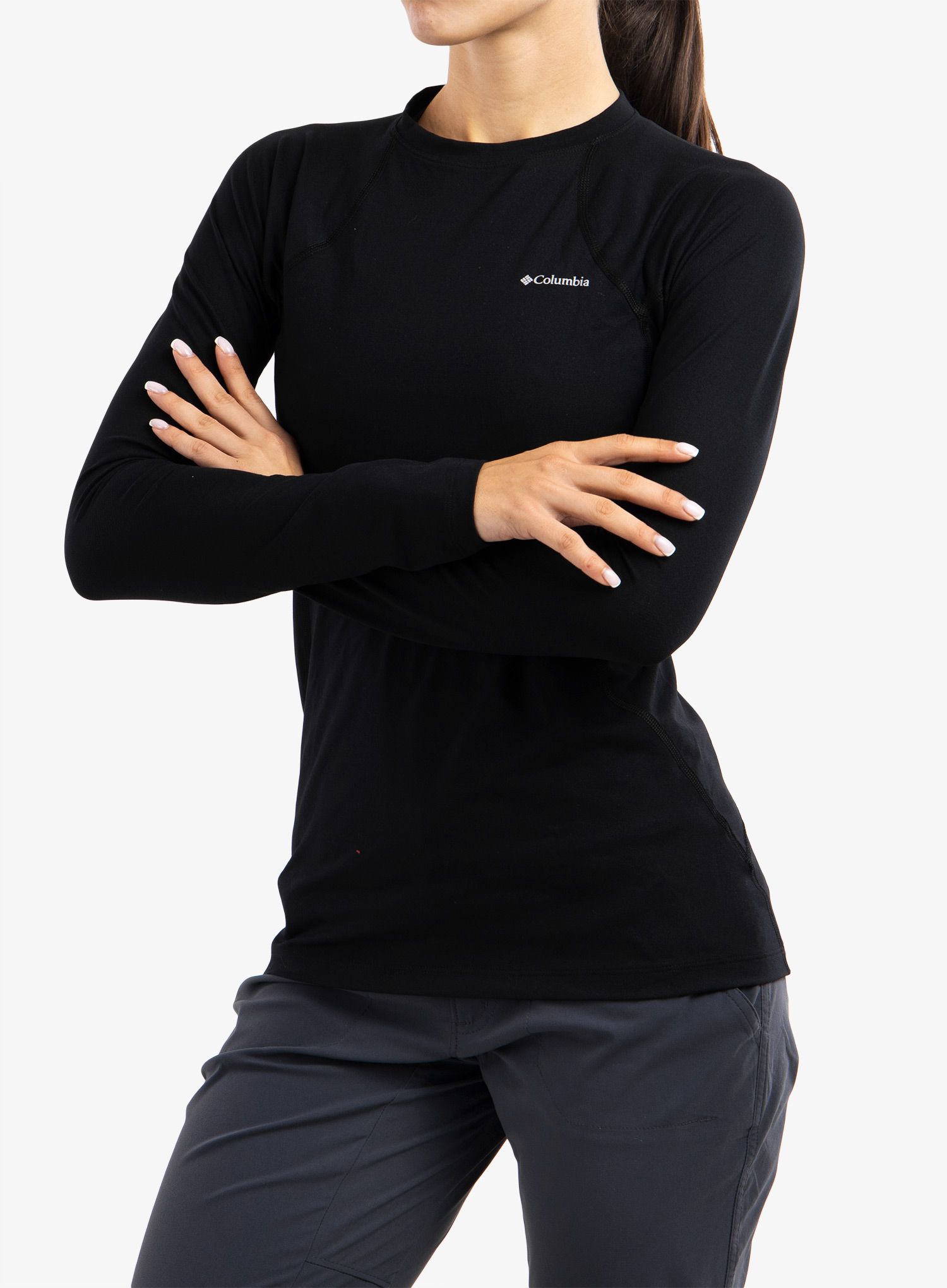 Ženska termo flis jopa Columbia Midweight Stretch L/S Top - black/black