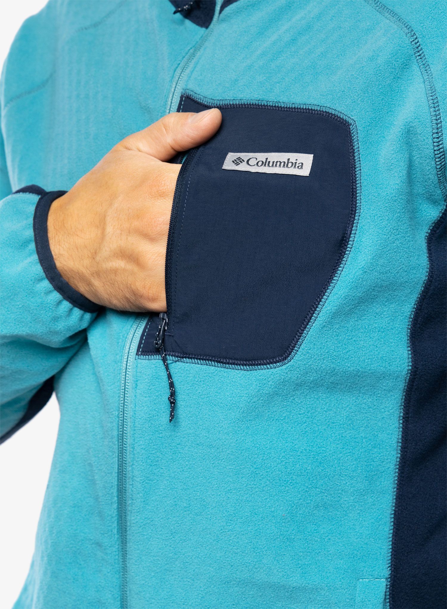 Moška jopica Columbia Outdoor Tracks Hooded Full Zip - shasta/collegiate navy