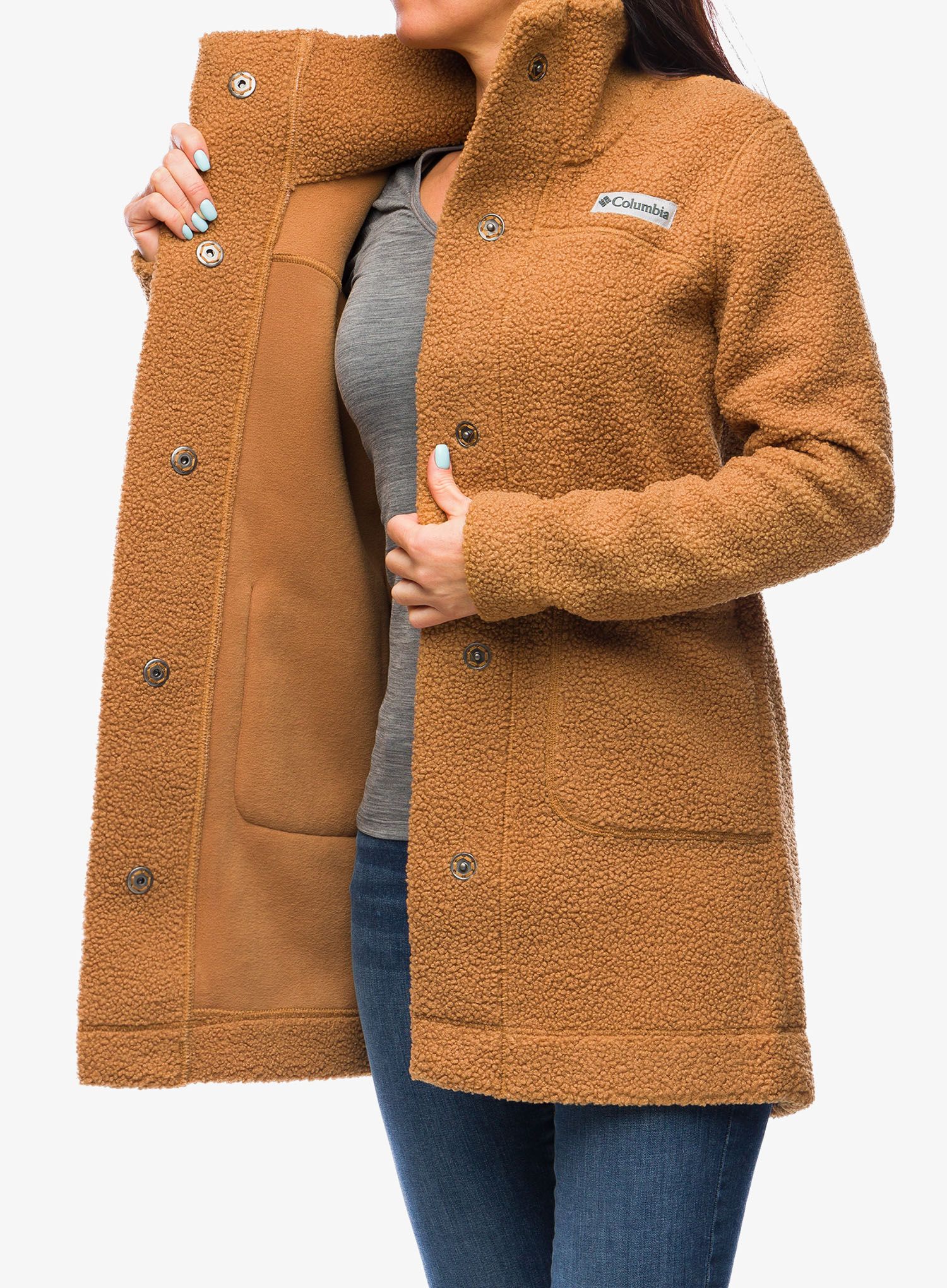 Ženski flis Columbia Panorama Long Jacket - camel brown