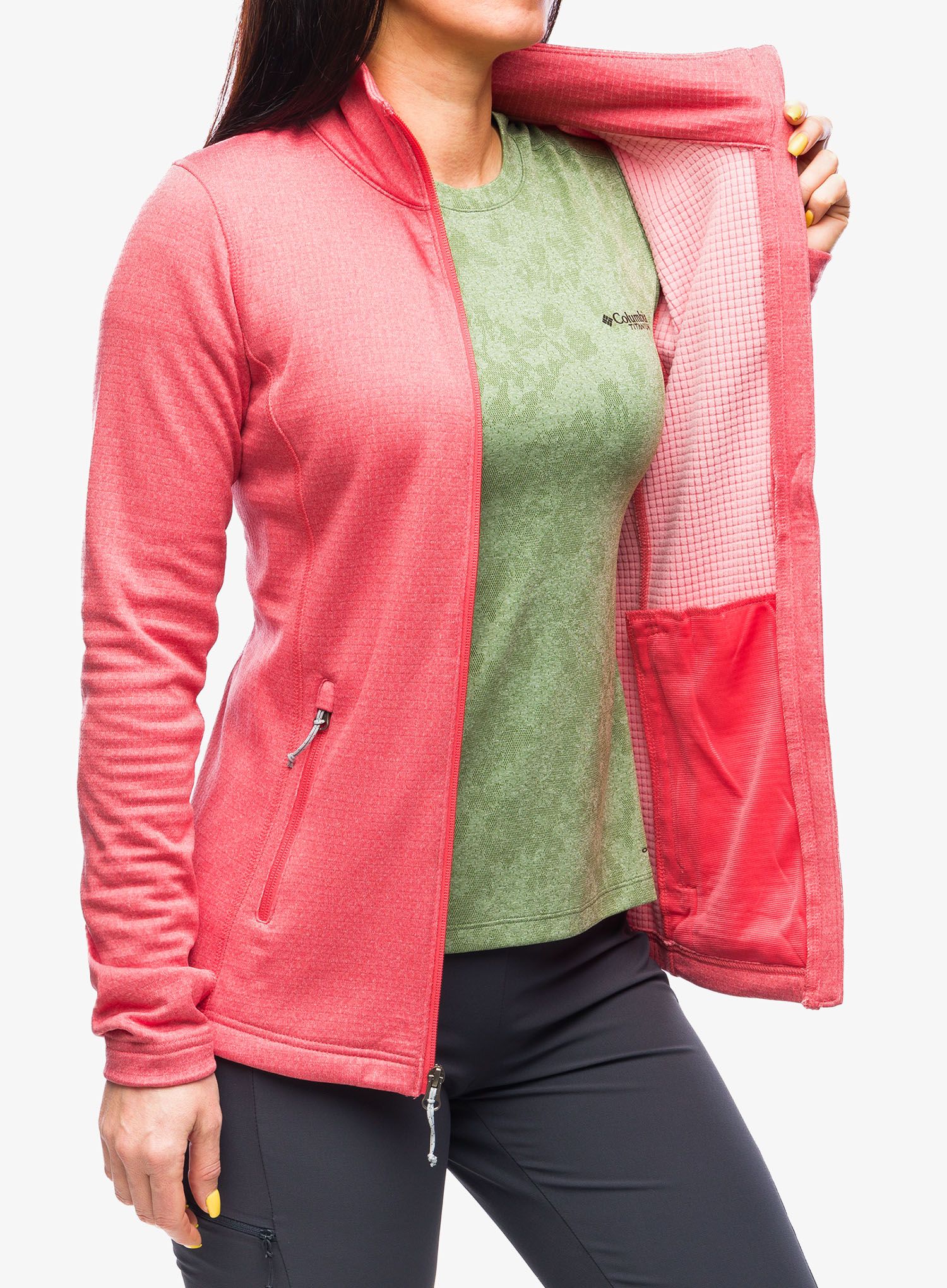 Ženska jopica z zadrgo Columbia Park View Grid Fleece Full Zip - juicy heather