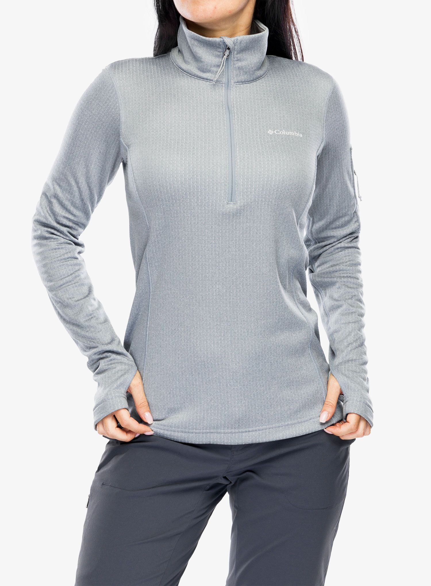 Ženski flis Columbia Park View Grid Fleece Half Zip - cirrus grey