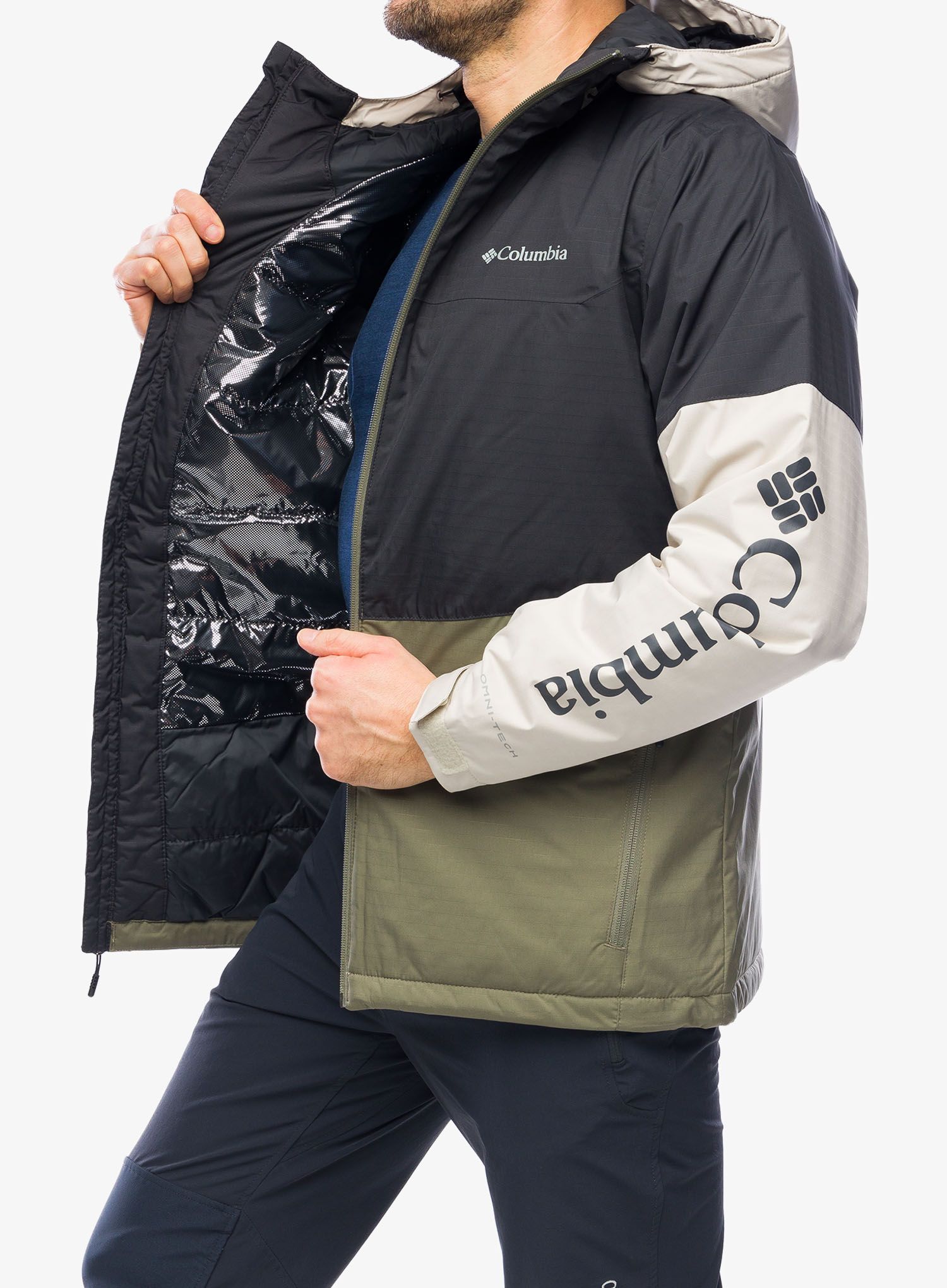 Moška jakna Columbia Point Park Insulated Jacket - shark/stone green/dark stone
