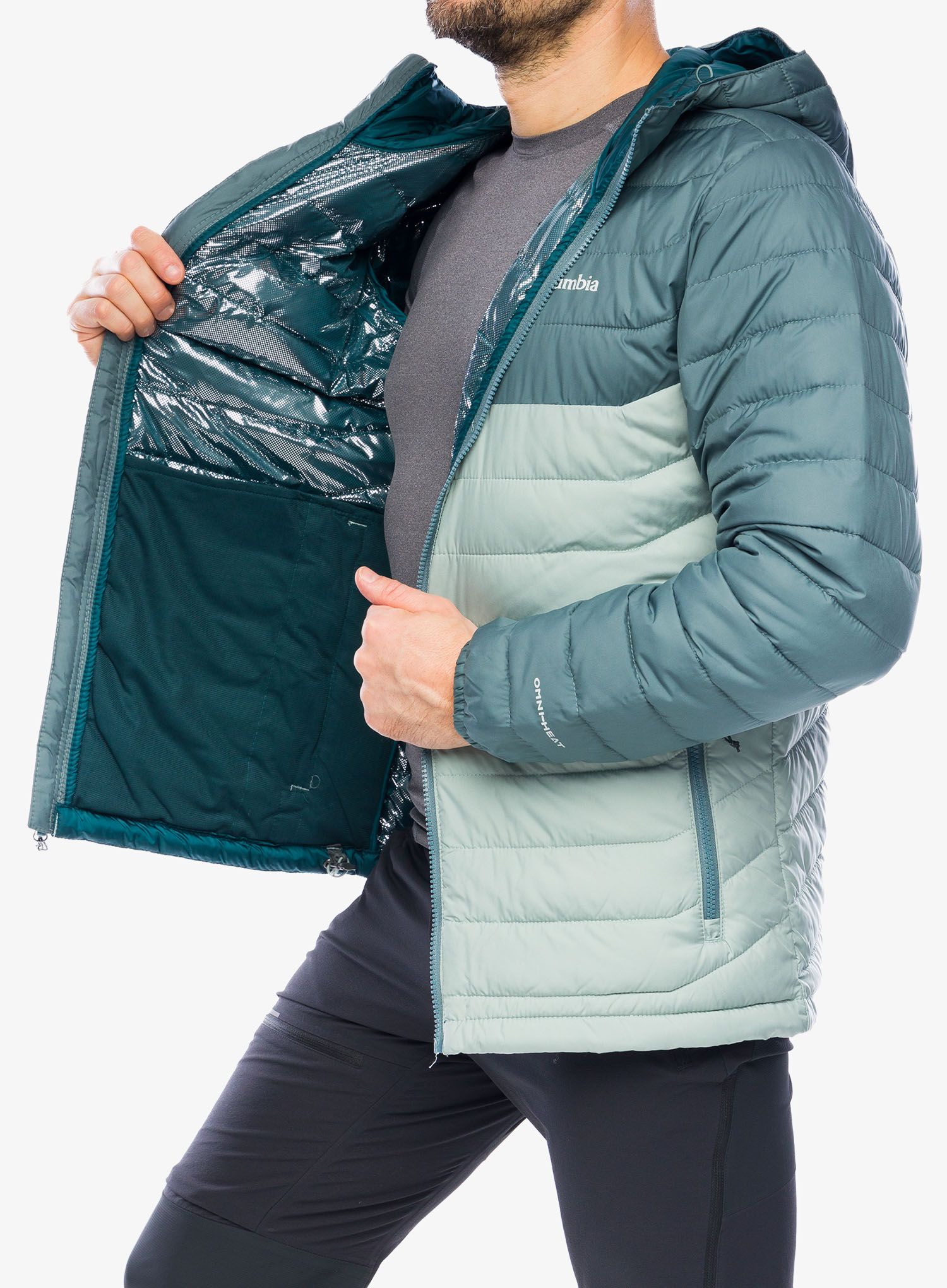 Moška jakna Columbia Powder Lite Hooded Jacket - niagara/metal