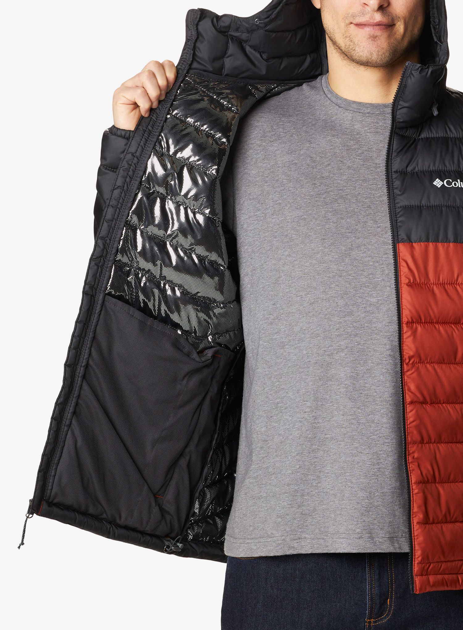 Sintetična jakna Columbia Powder Lite Hooded Jacket - warp red/shark