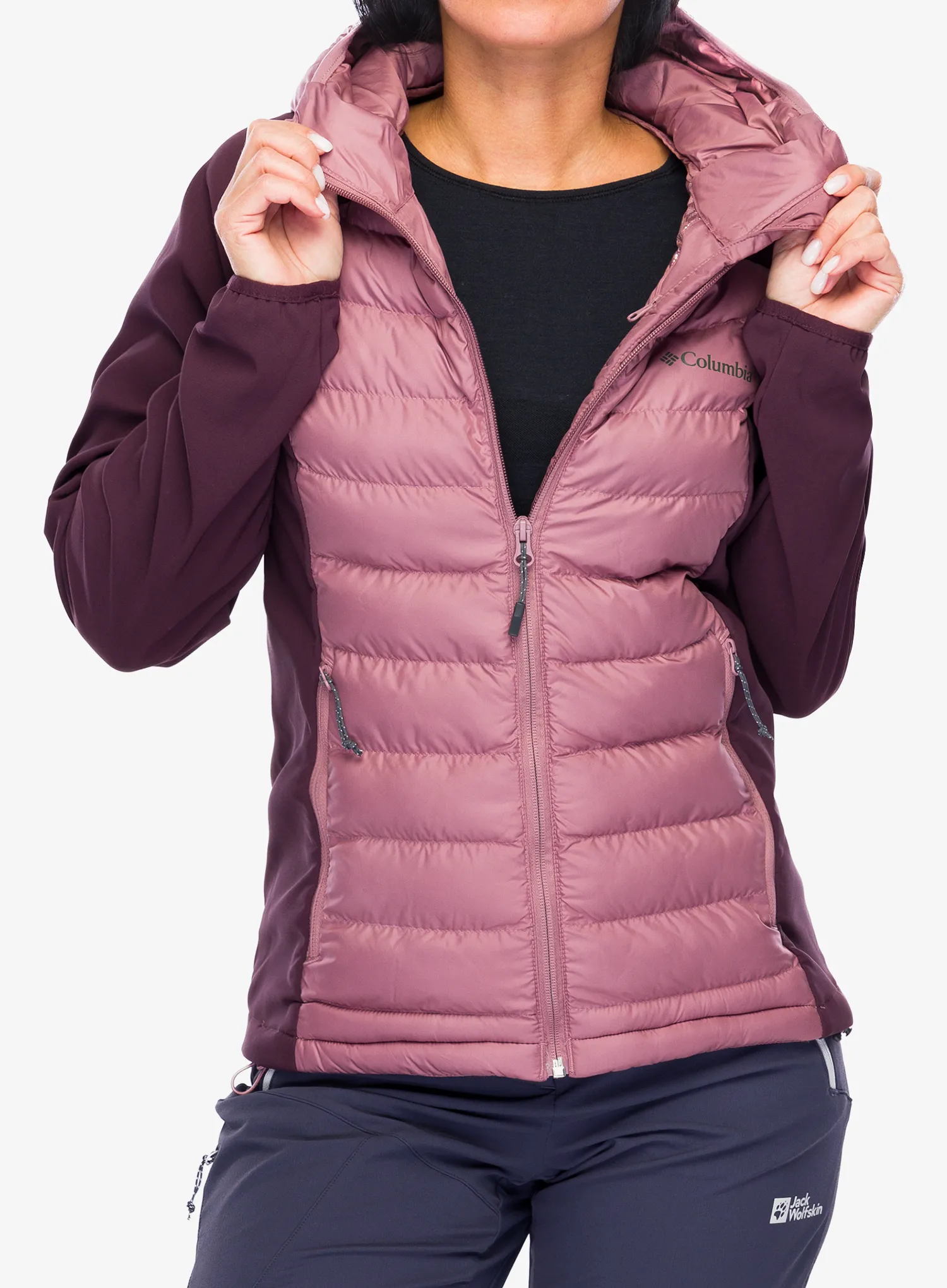 Ženska jakna Columbia Powder Lite II Hybrid Hooded Jacket - safari/stone green