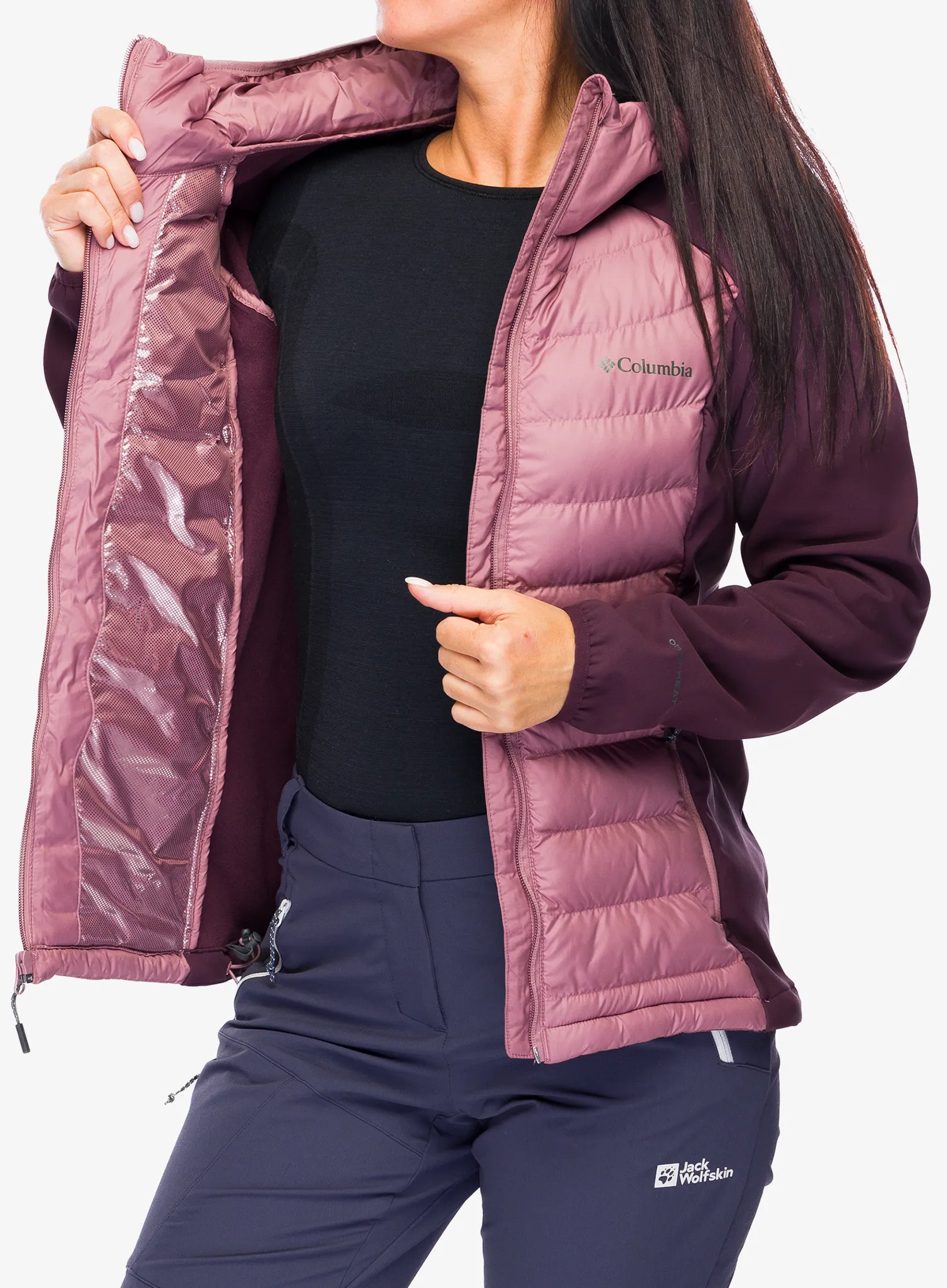Ženska jakna Columbia Powder Lite II Hybrid Hooded Jacket - safari/stone green