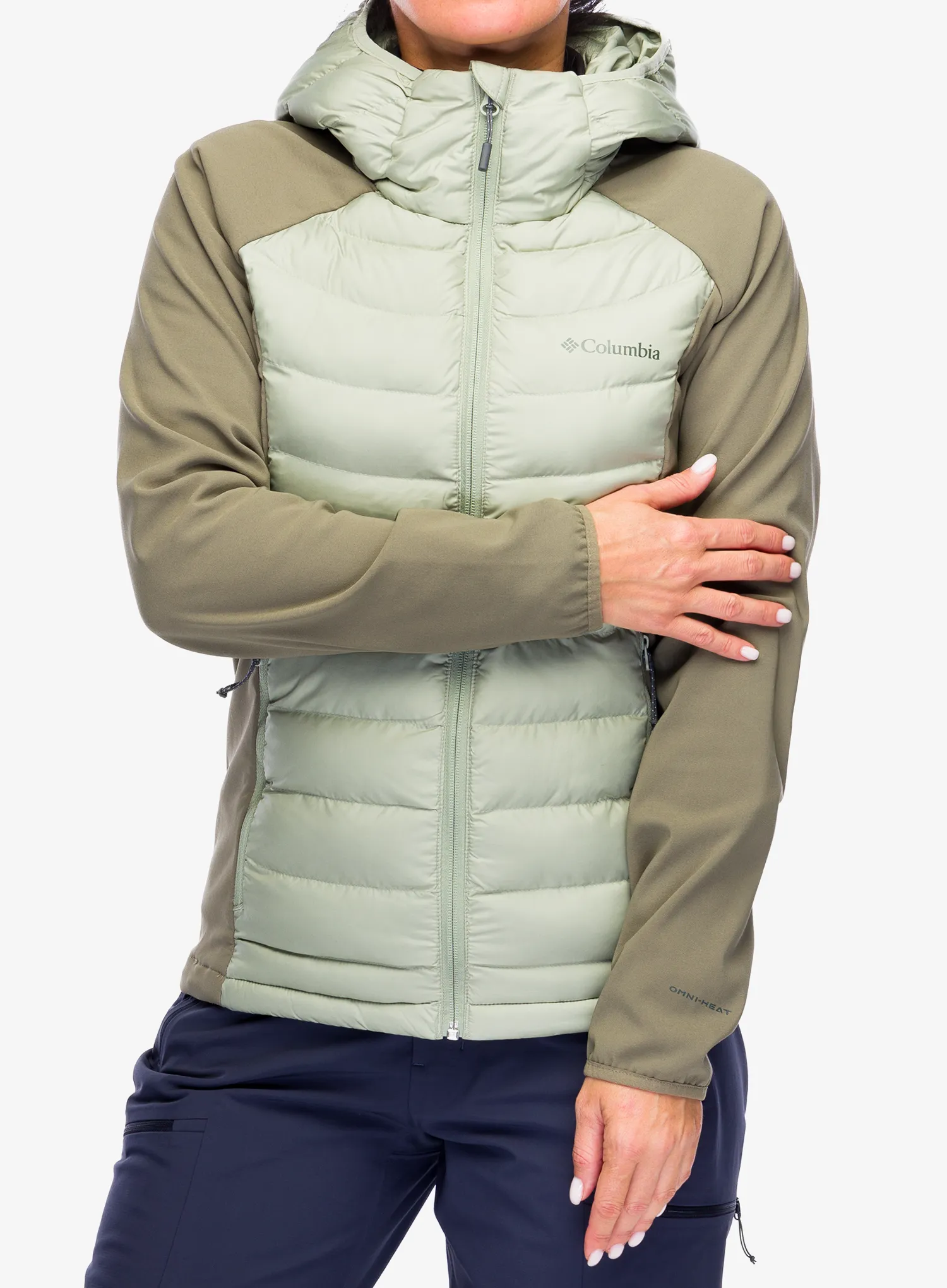 Ženska jakna Columbia Powder Lite II Hybrid Hooded Jacket - safari/stone green