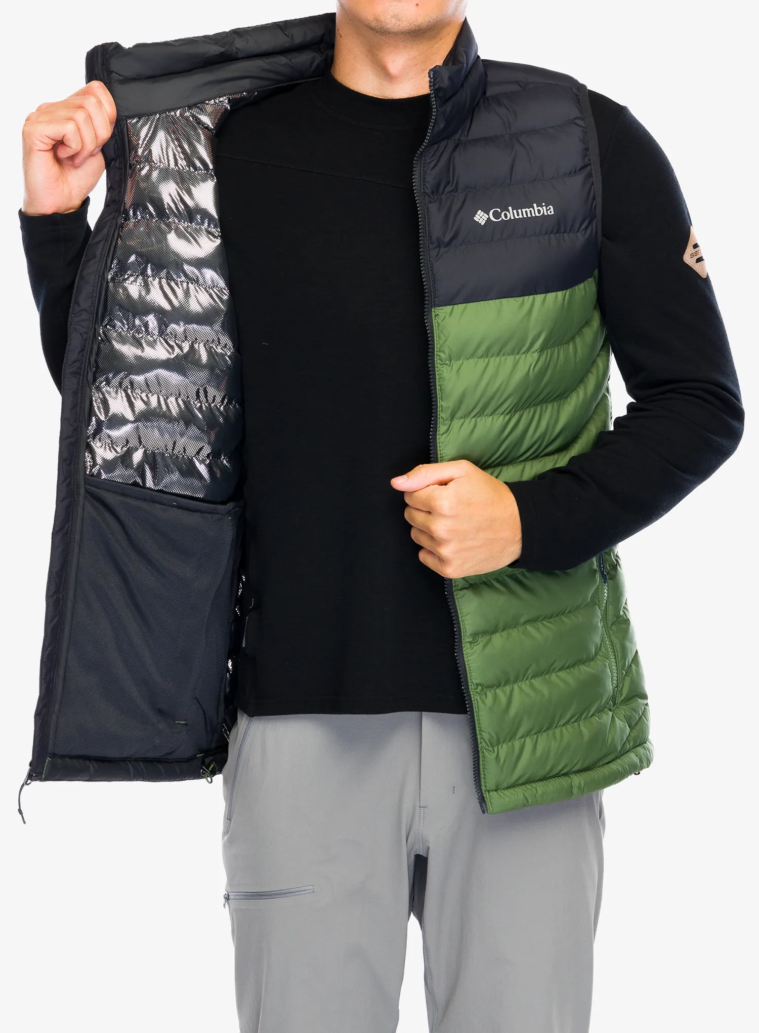 Podložen brezrokavnik Columbia Powder Lite Vest - canteen/black