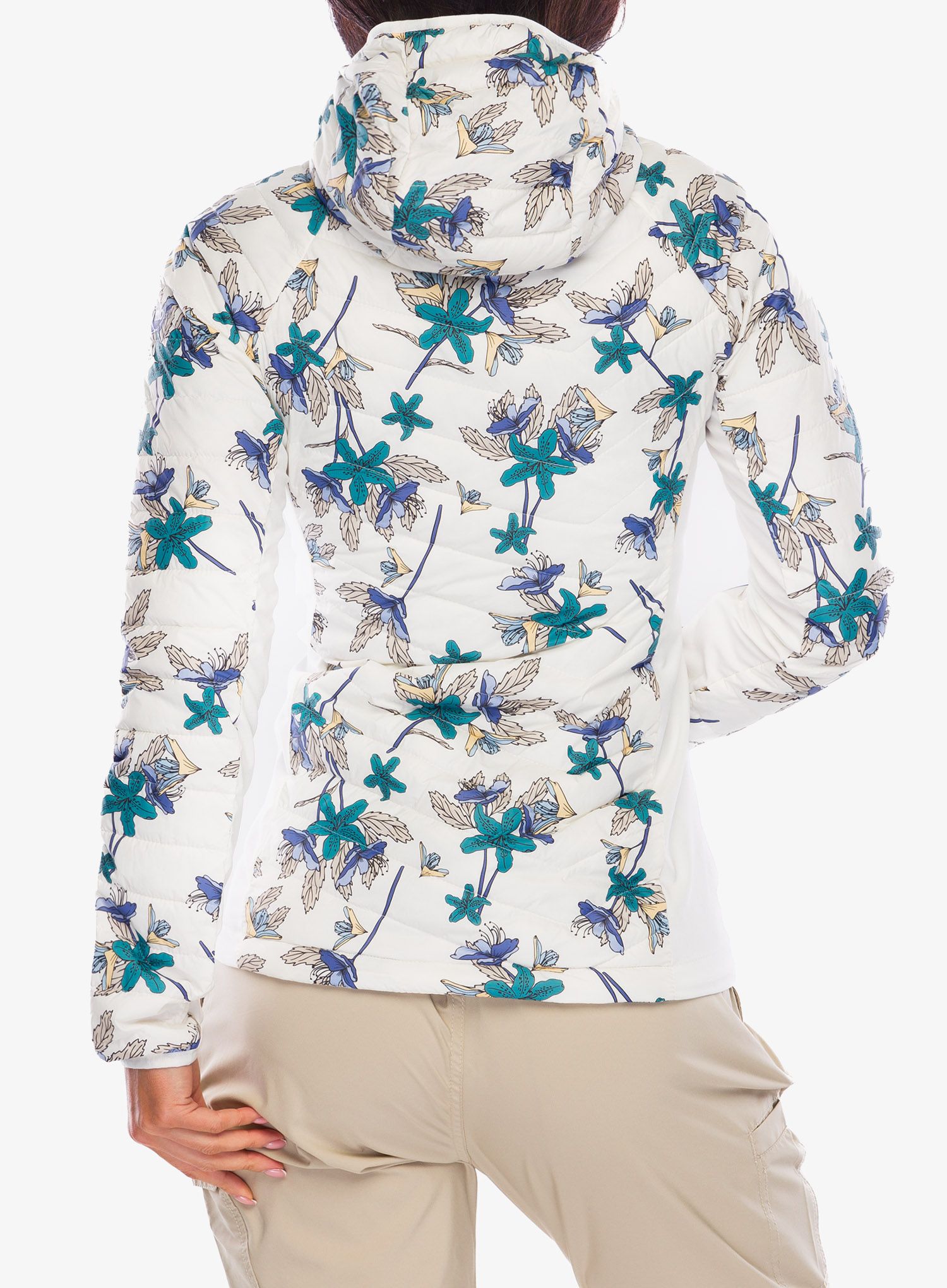 Ženska sintetična jakna Columbia Powder Pass Hooded Jacket - sea salt tiger lilies print