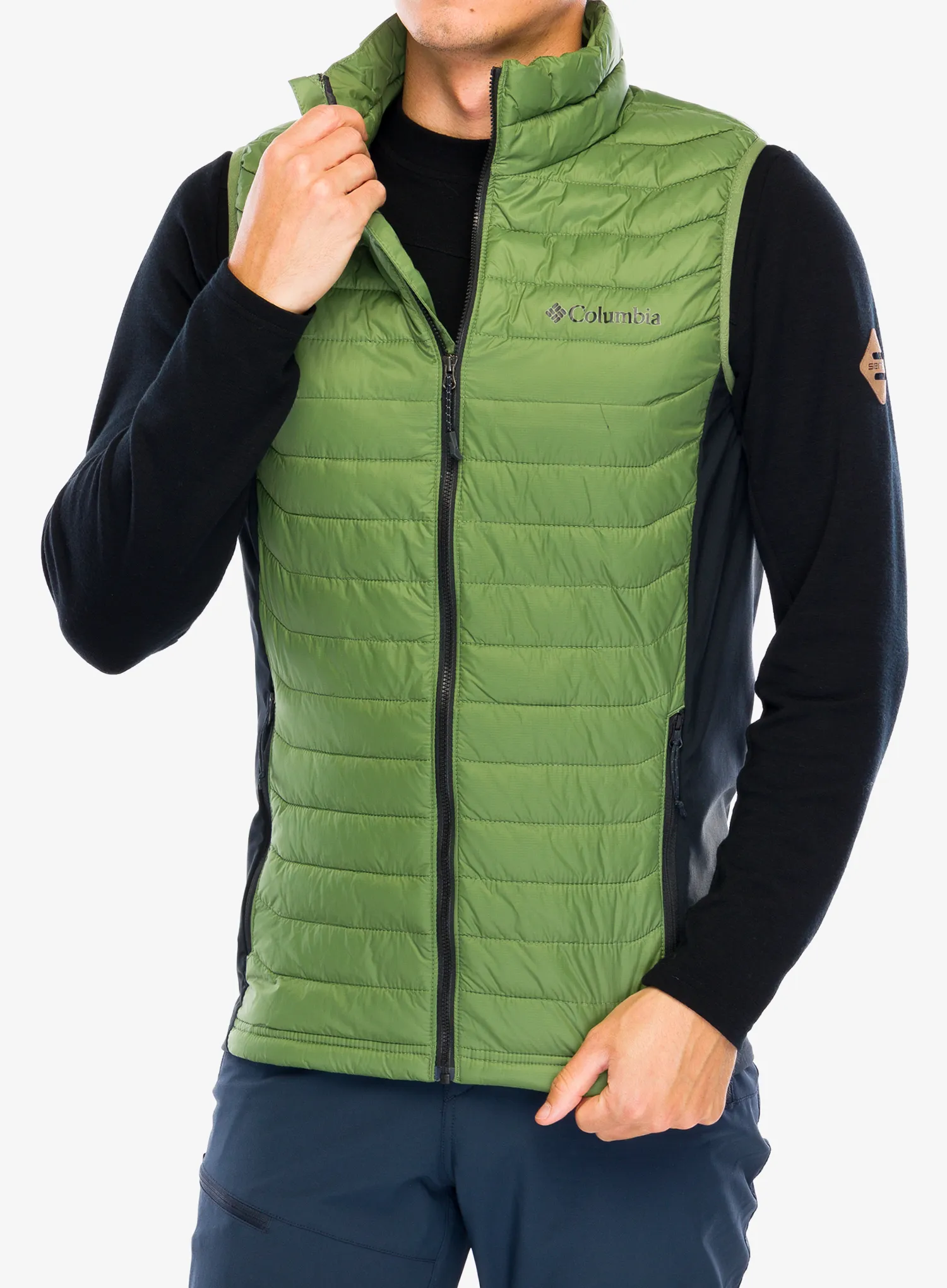 Podložen brezrokavnik Columbia Powder Pass Vest - canteen/black
