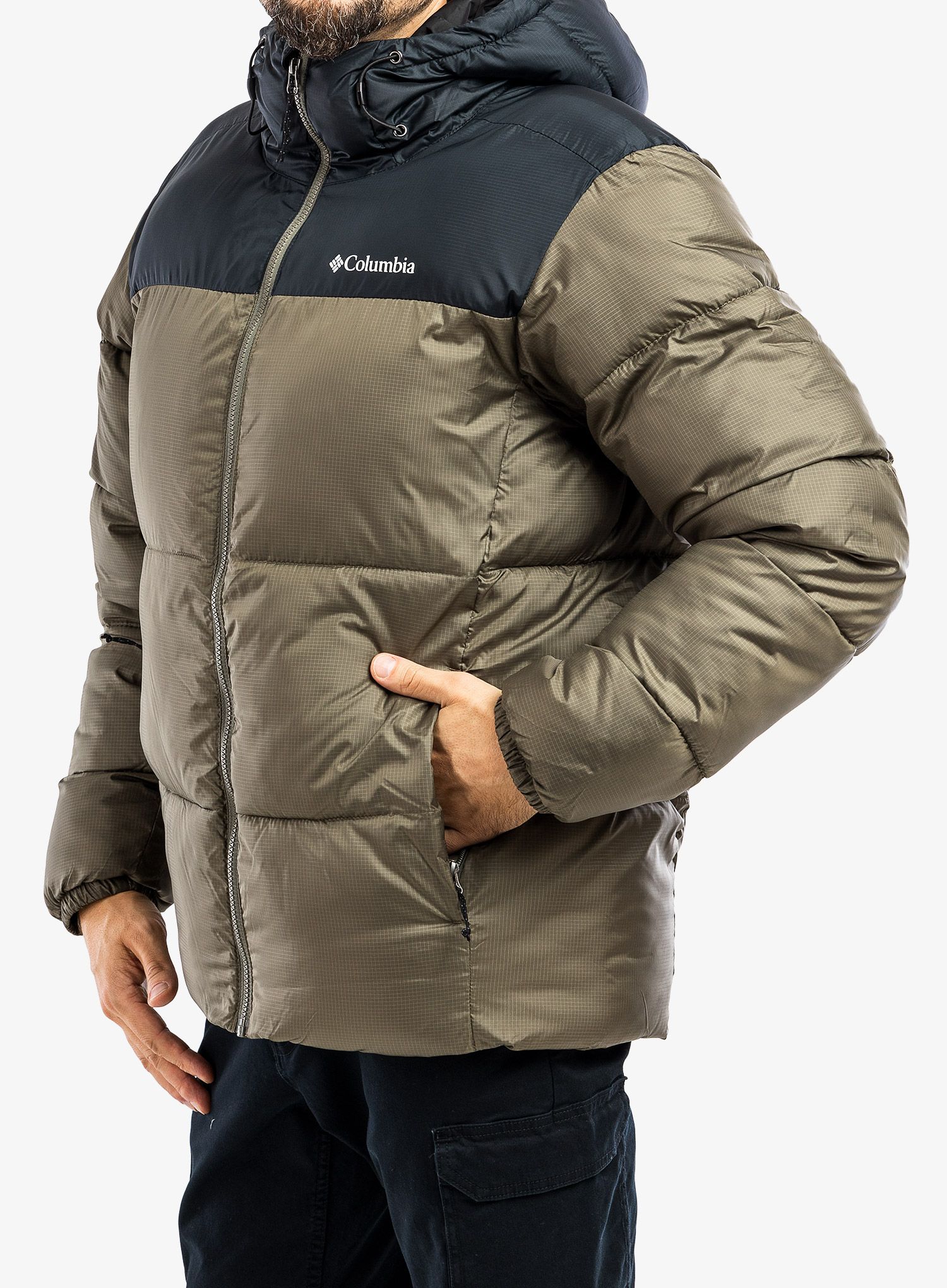 Moška zimska jakna Columbia Puffect Hooded Jacket - stone green/black
