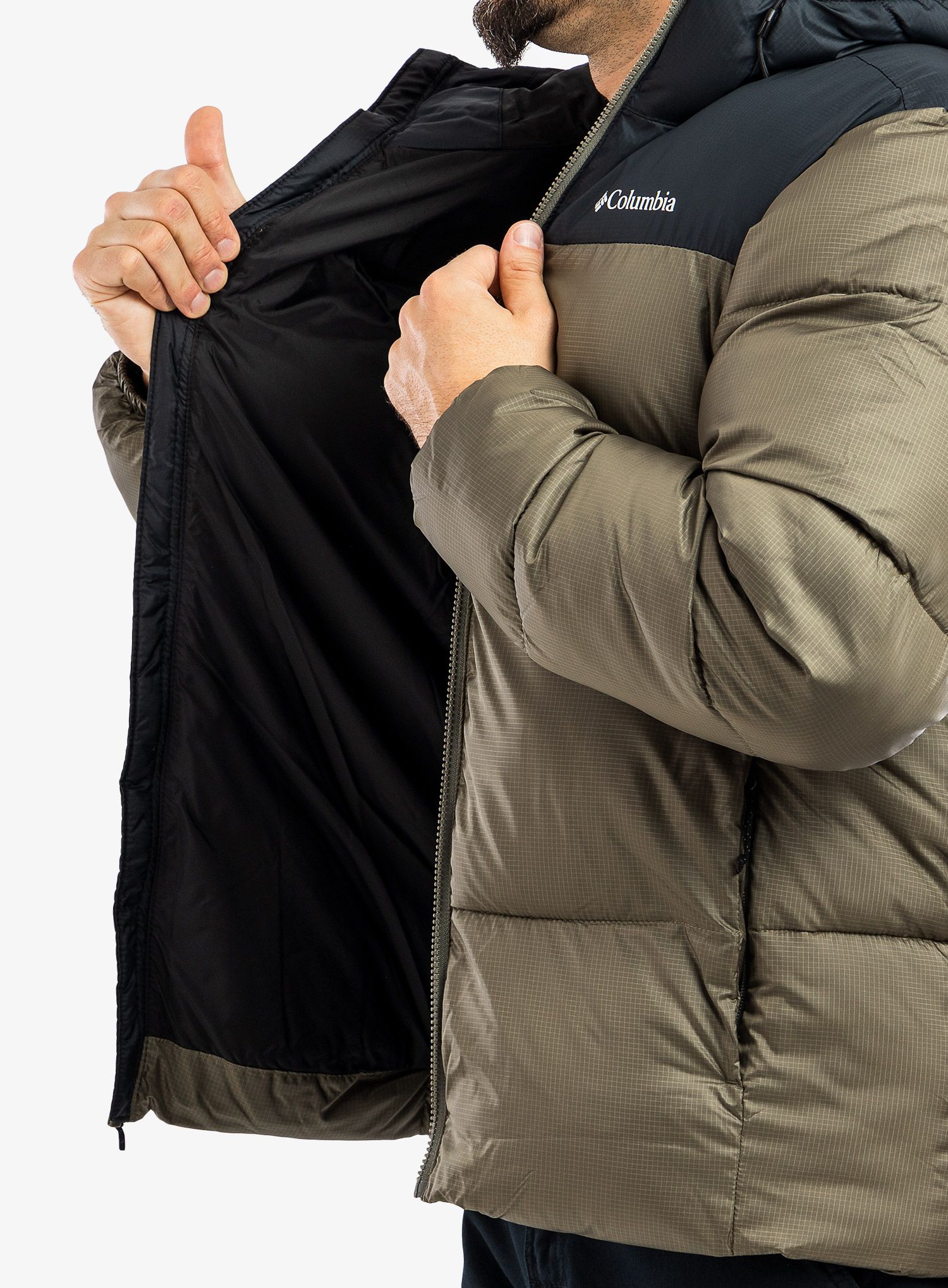 Moška zimska jakna Columbia Puffect Hooded Jacket - stone green/black
