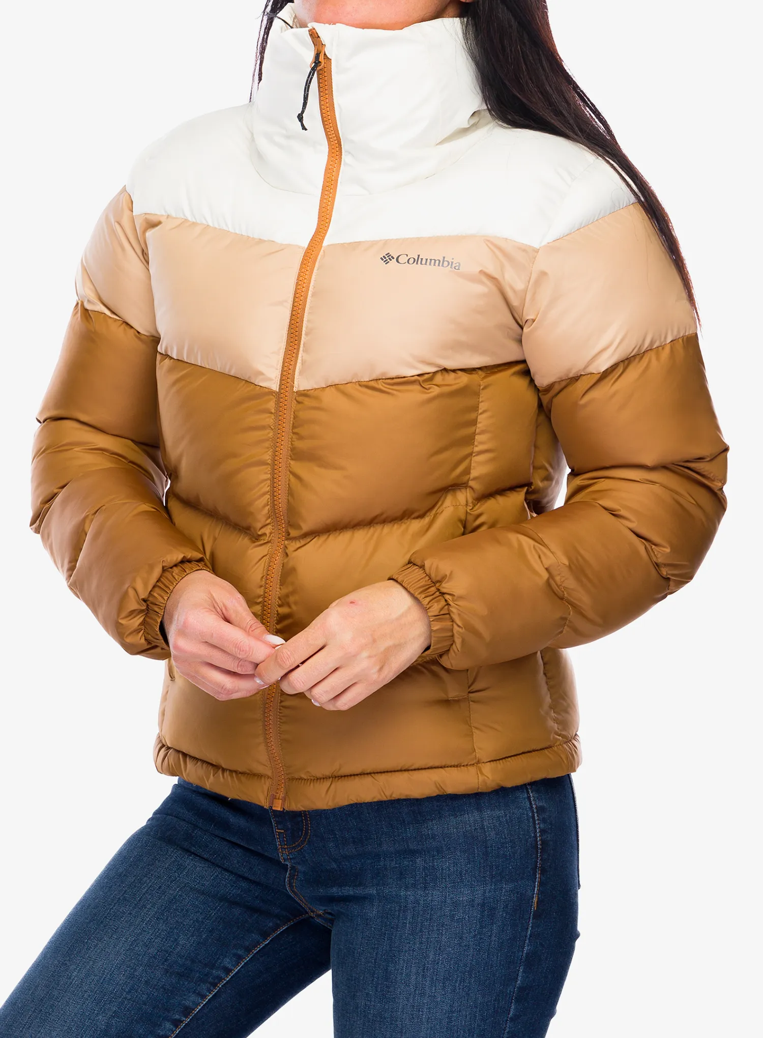 Ženska sintetična jakna Columbia Puffect II Colorblock Jacket - camel brown/canoe/chalk