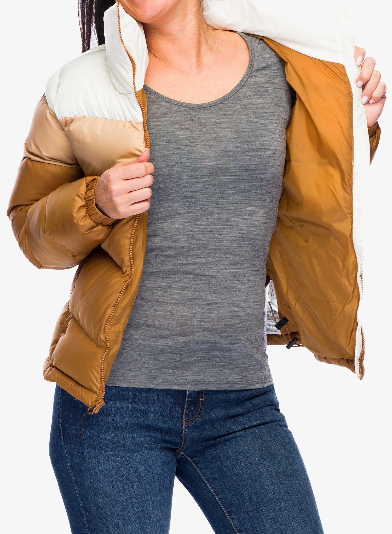 Ženska sintetična jakna Columbia Puffect II Colorblock Jacket - camel brown/canoe/chalk