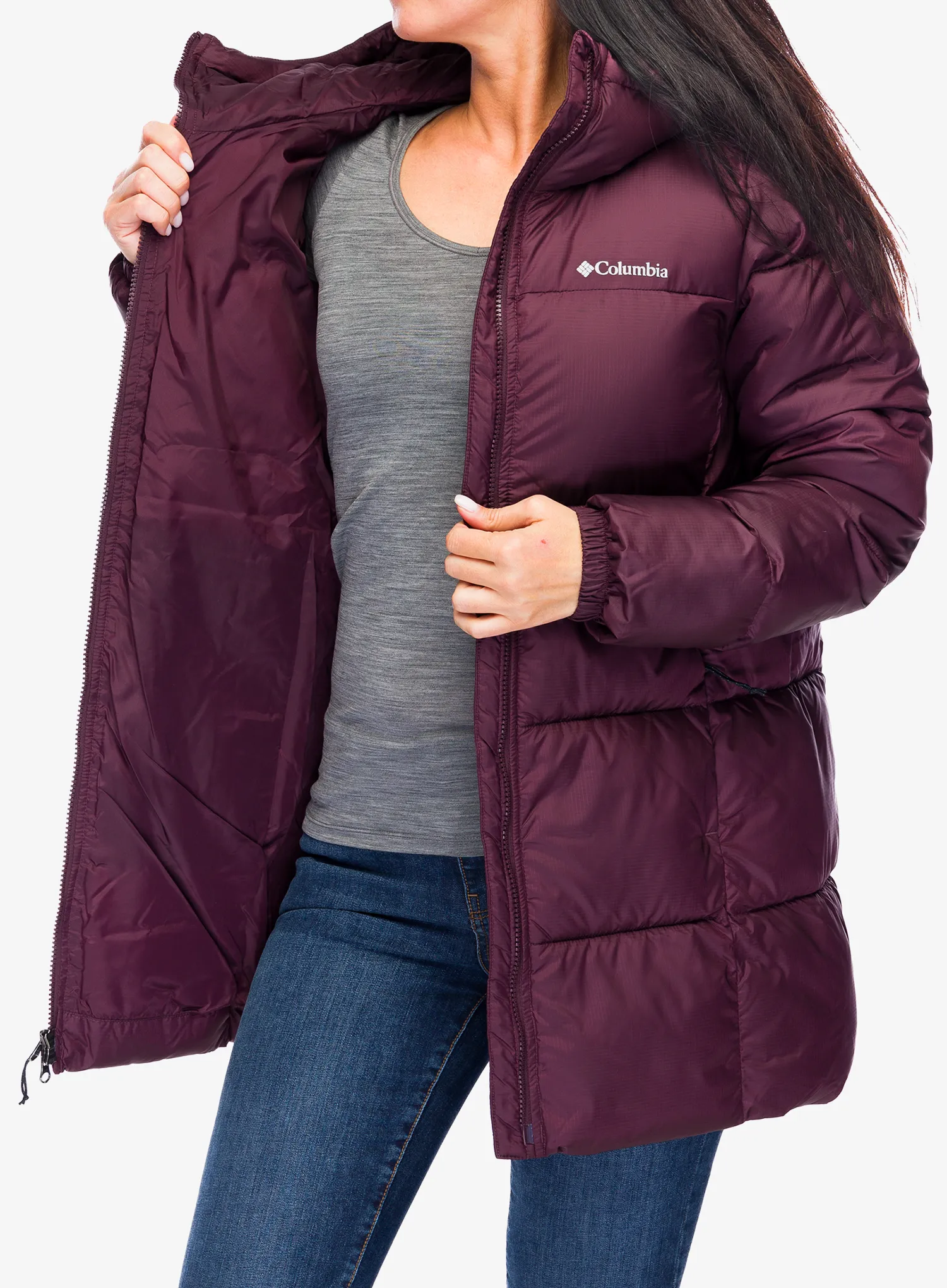 Ženski plašč Columbia Puffect II Mid Hooded Jacket - moonvista