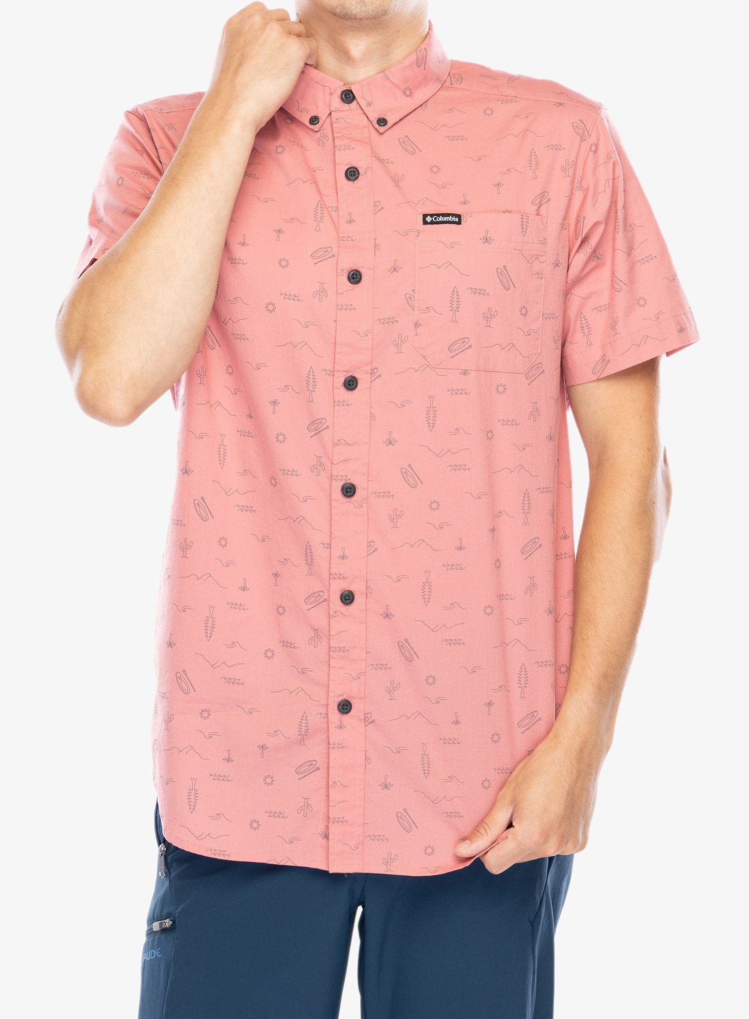 Pohodniška srajca Columbia Rapid Rivers Printed Short Sleeve Shirt - pink agave explorer