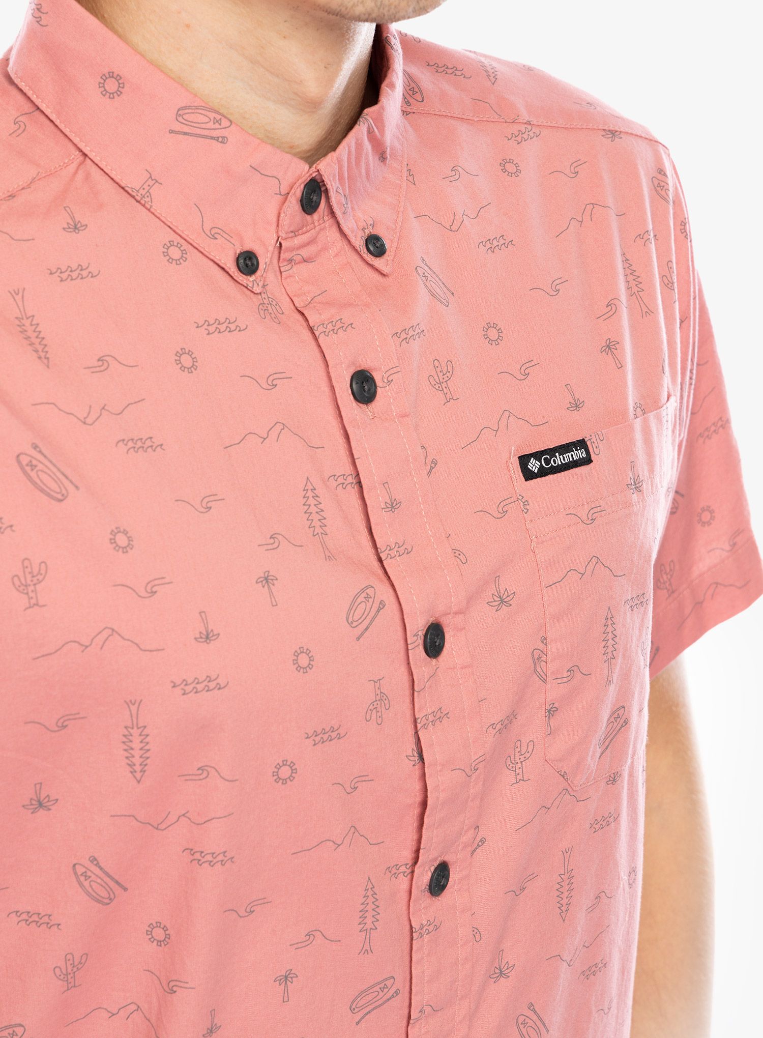 Pohodniška srajca Columbia Rapid Rivers Printed Short Sleeve Shirt - pink agave explorer