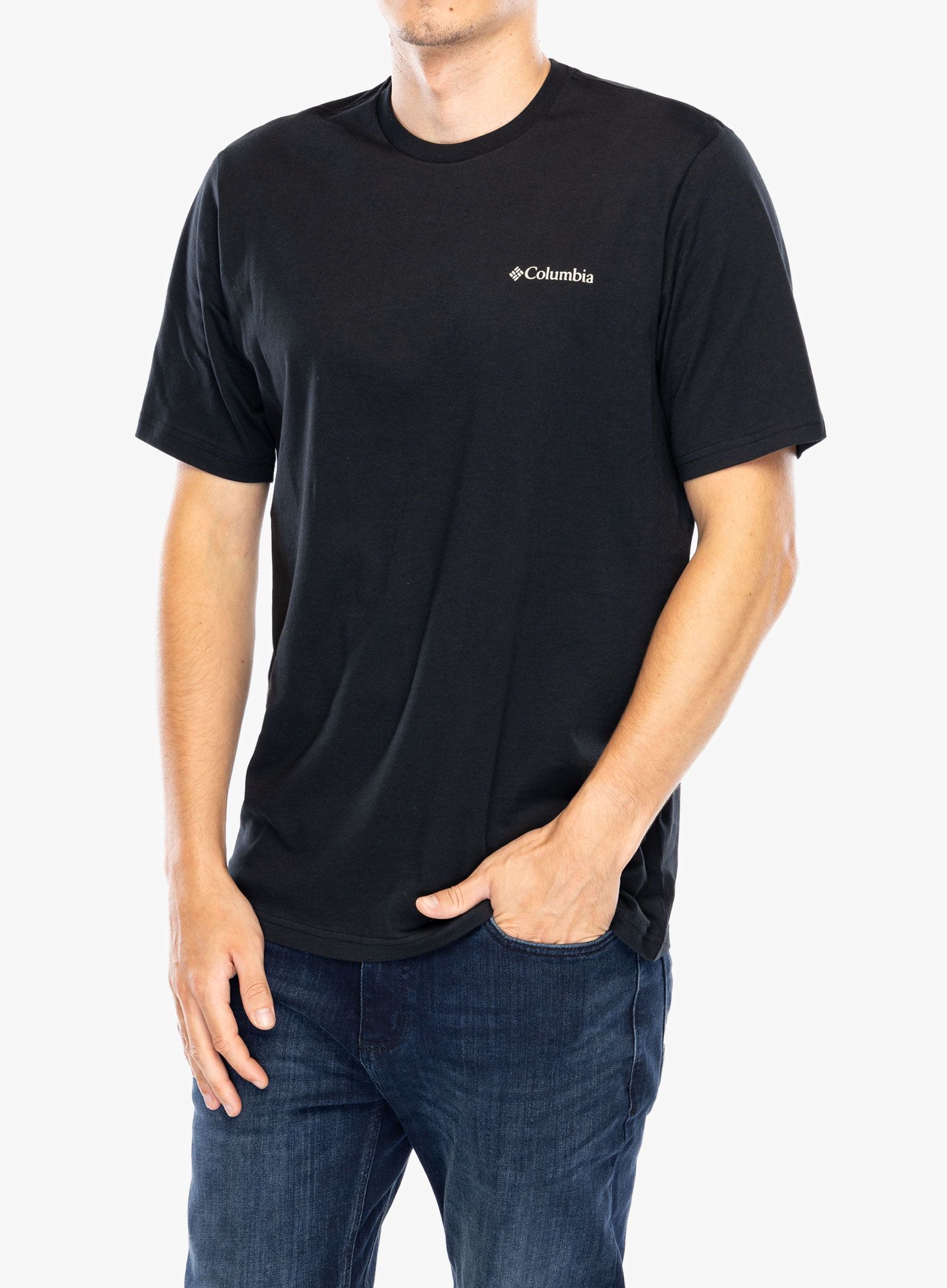 Bombažna majica Columbia Rockaway River Graphic SS Tee - black/winding wonder