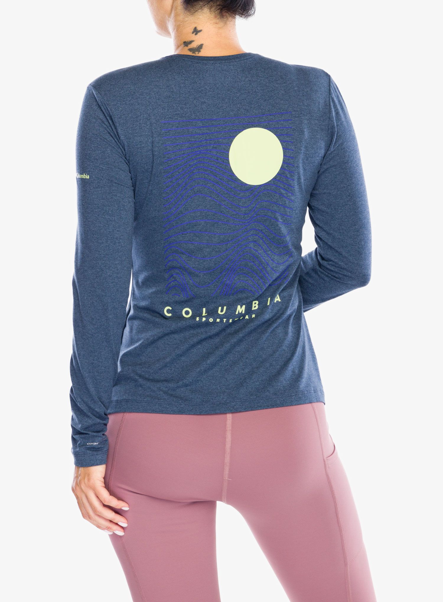 Ženska jopica brez kapuce Columbia Sloan Ridge Graphic L/S - collegiate navy heather/linear