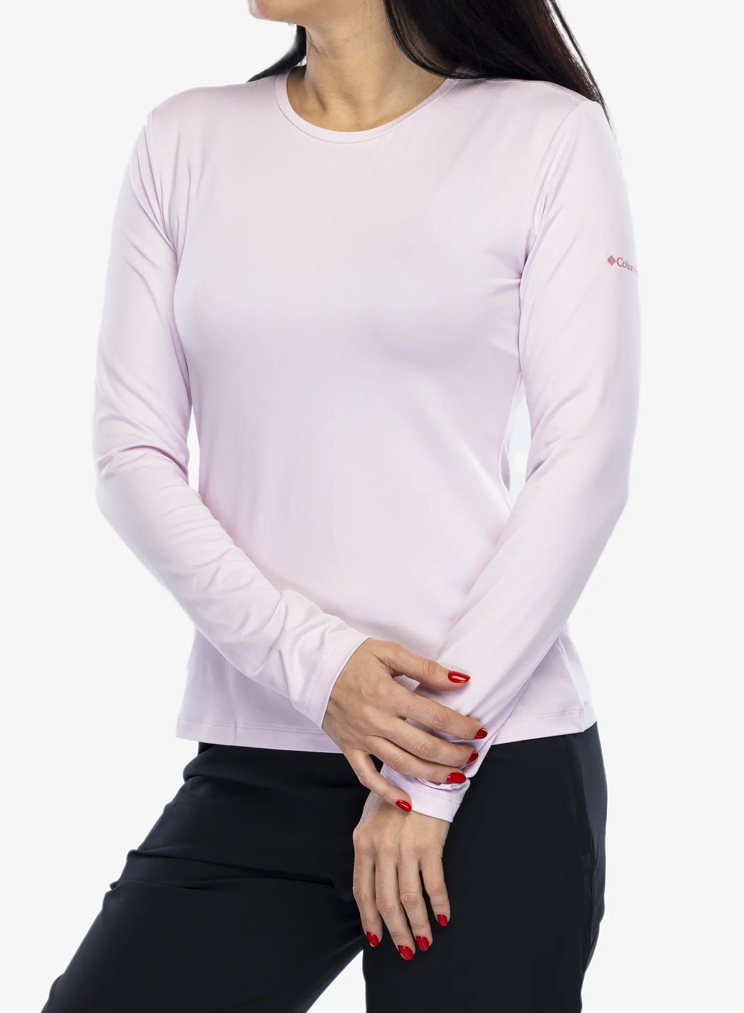 Ženska jopica Columbia Sloan Ridge Graphic L/S - pink dawn heather/linear drift