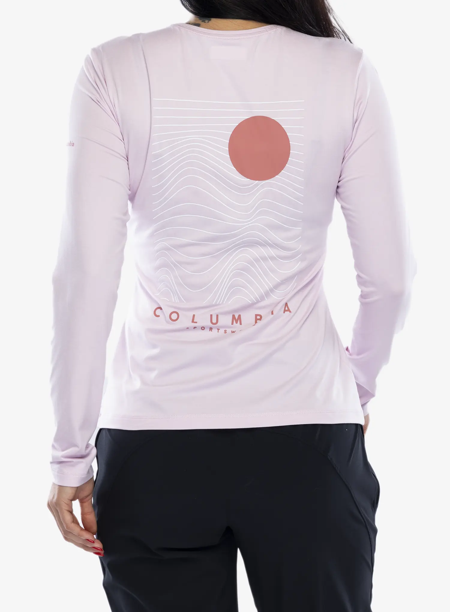 Ženska jopica Columbia Sloan Ridge Graphic L/S - pink dawn heather/linear drift