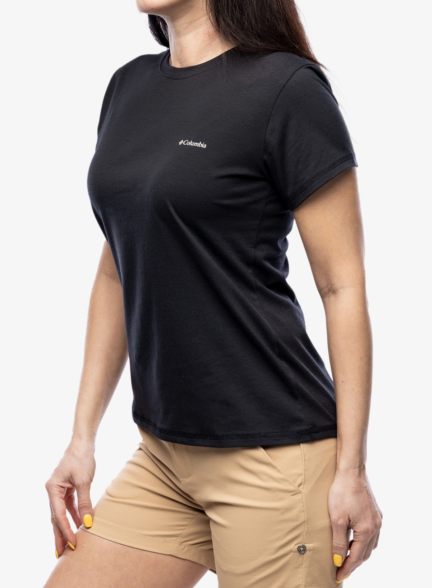 Ženska majica s potiskom Columbia Sun Trek S/S Graphic Tee - black/naturally boundless