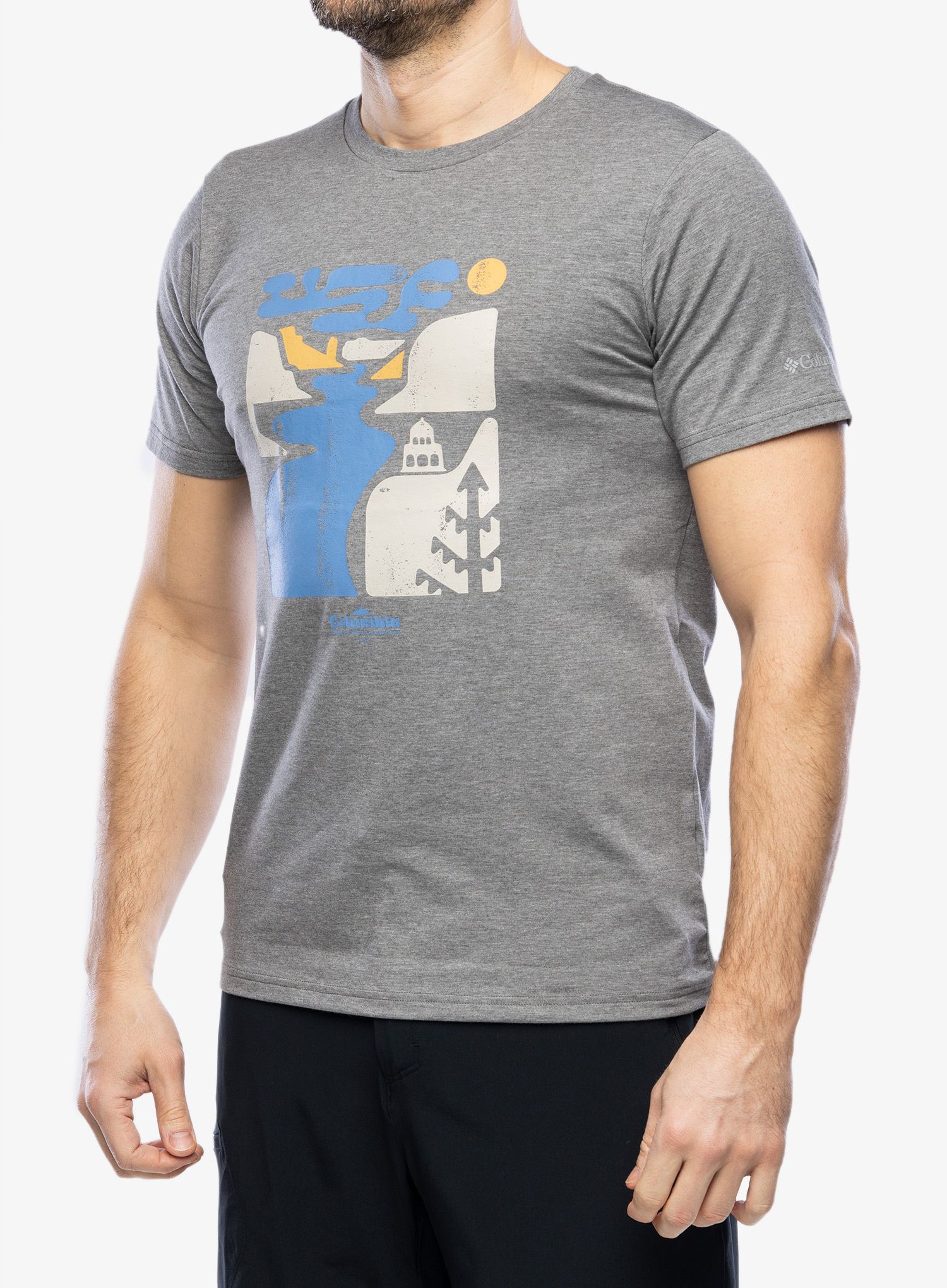 Majica s potiskom Columbia Sun Trek S/S Graphic Tee - city grey/simple gorge