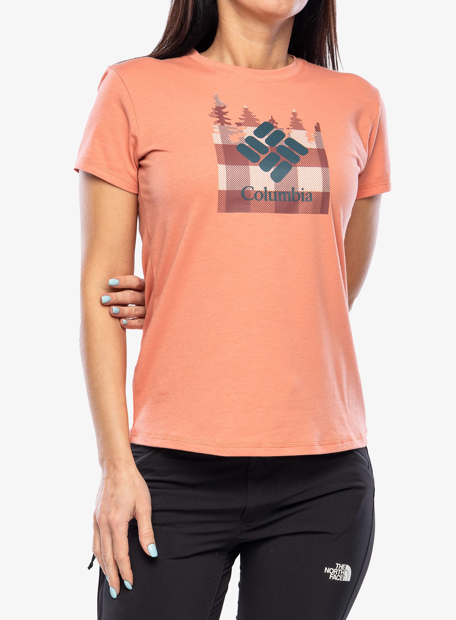 Ženska majica s potiskom Columbia Sun Trek S/S Graphic Tee - faded peach
