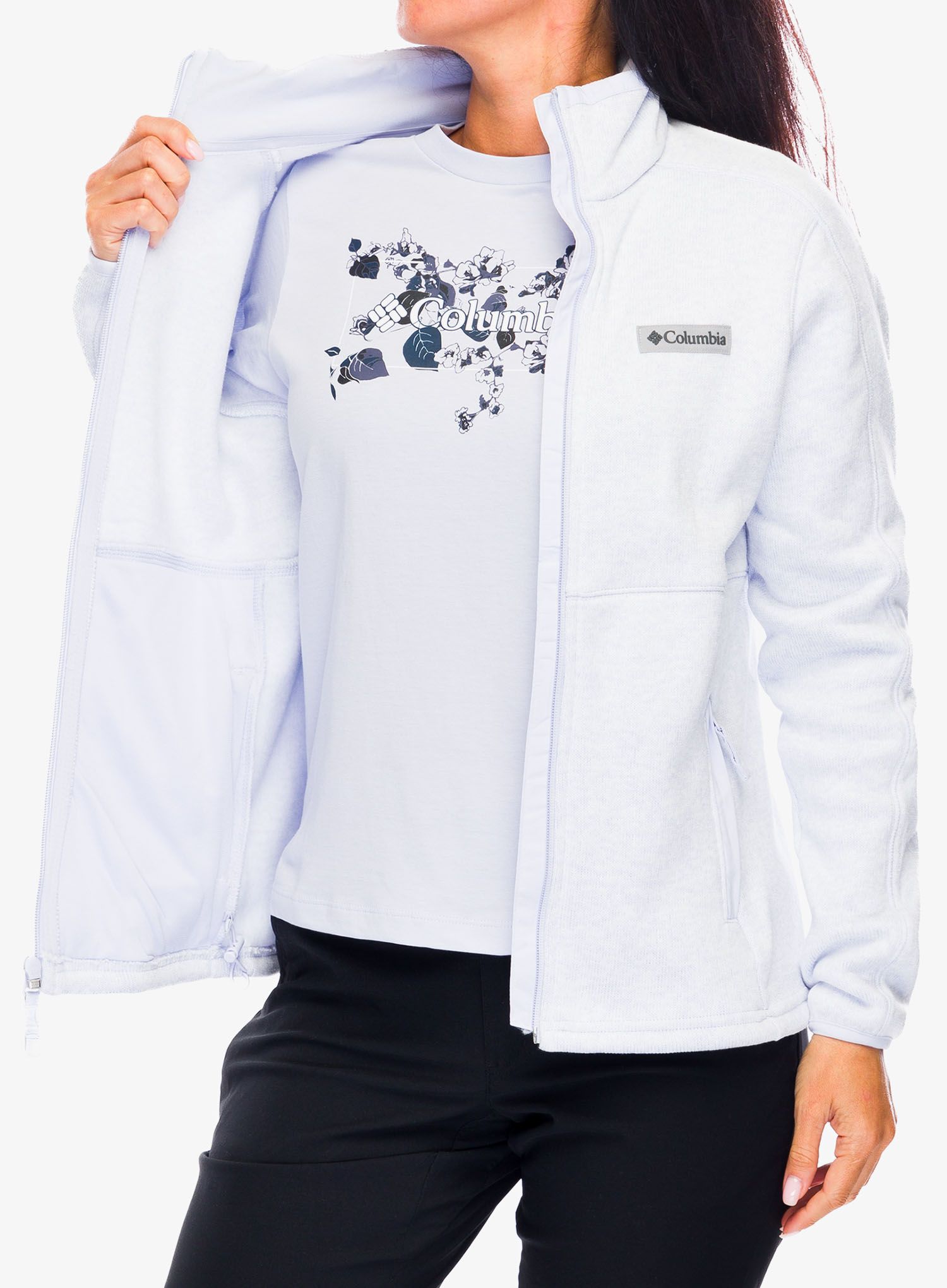Ženski flis Columbia Sweater Weather Full Zip II - snowdrift/blue hint heather