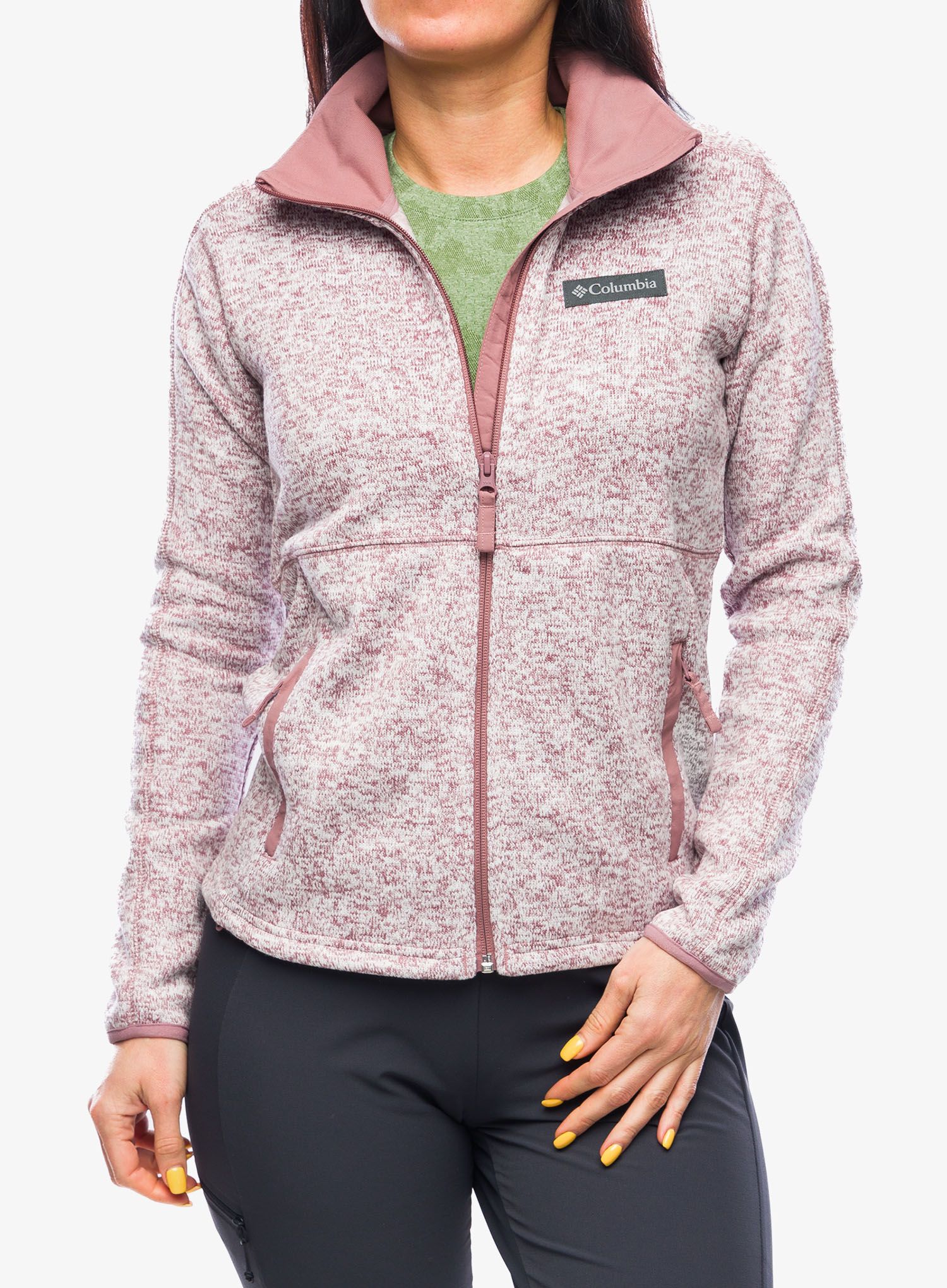 Ženski flis Columbia Sweater Weather Full Zip - fig heather/fig