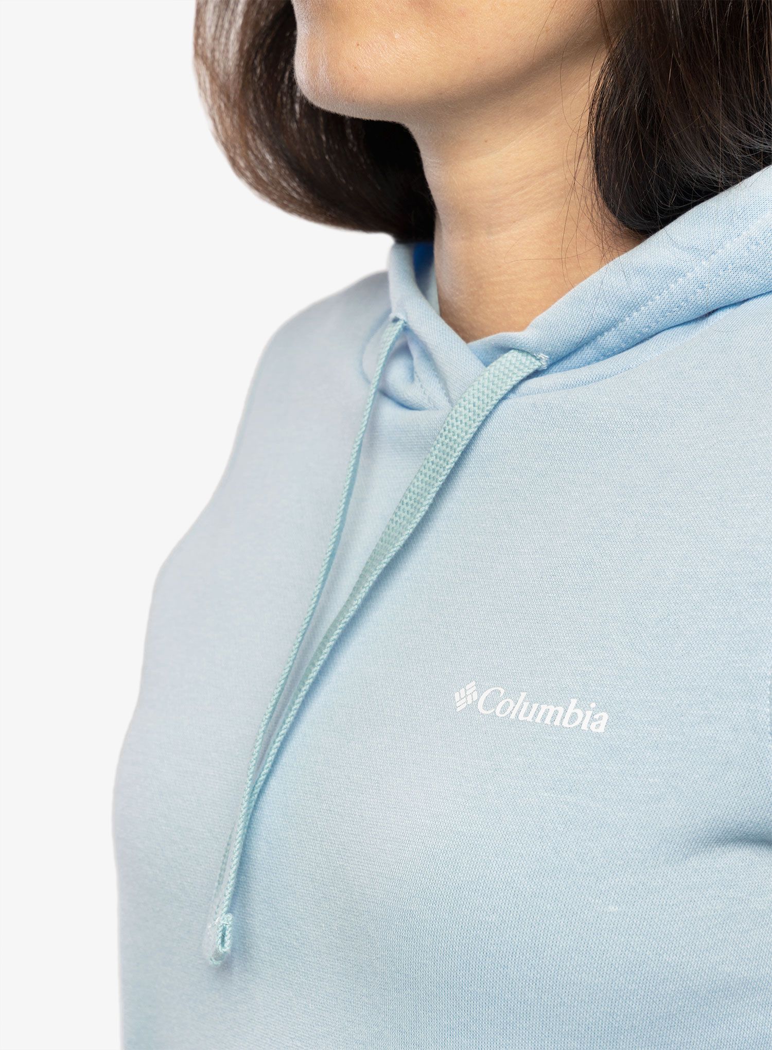 Ženska jopa s kapuco Columbia Trek Graphic Hoodie - spring blue/white logo