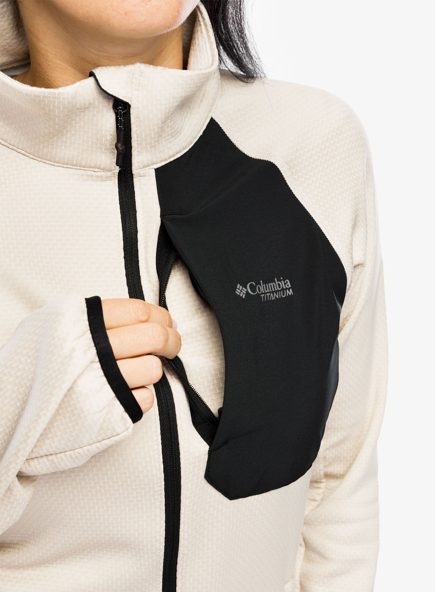 Ženski flis Columbia Triple Canyon Grid Fleece Full Zip - dark stone heather/black