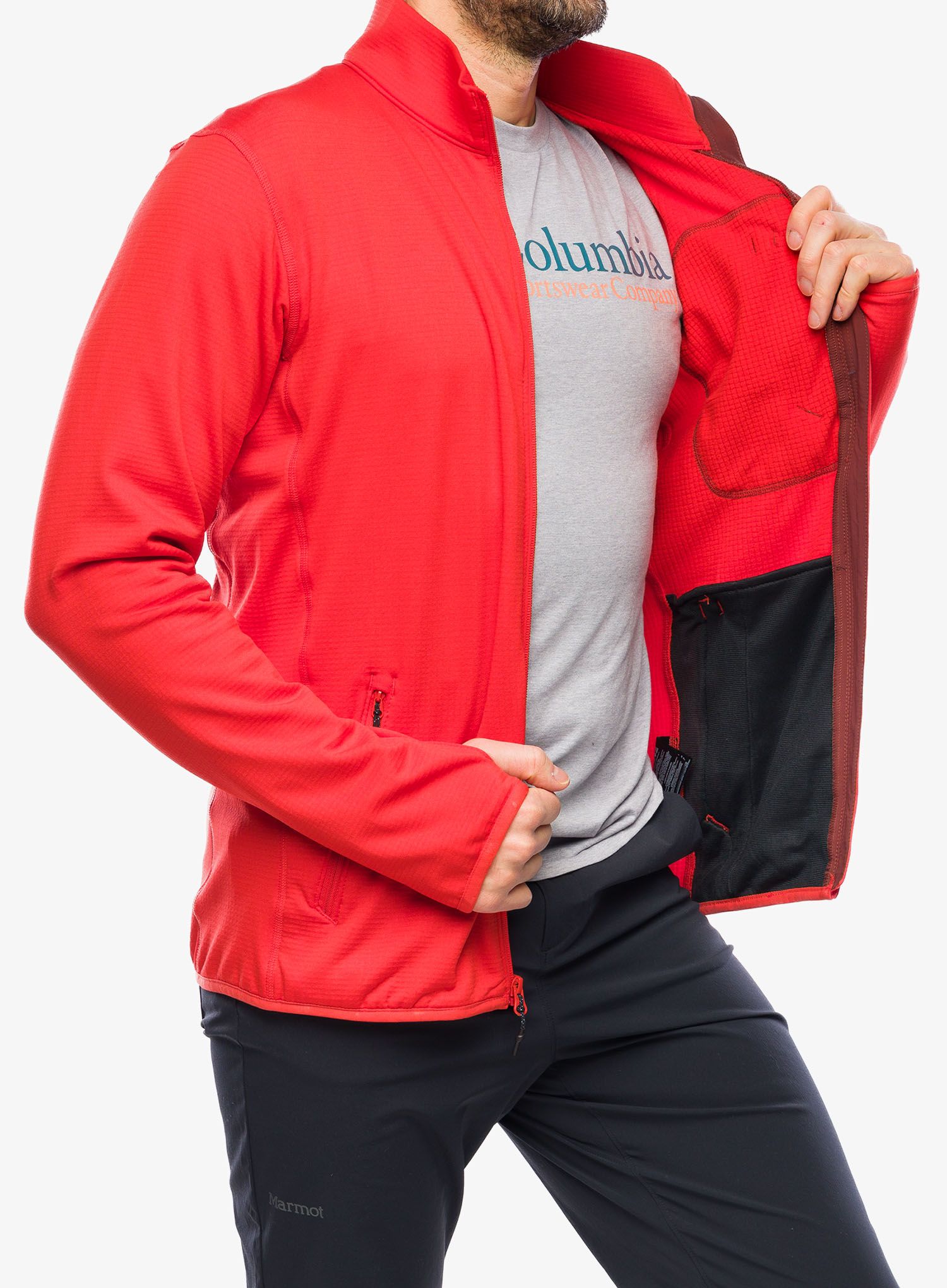 Flis Columbia Triple Canyon Grid Fleece Full Zip - spicy/spice