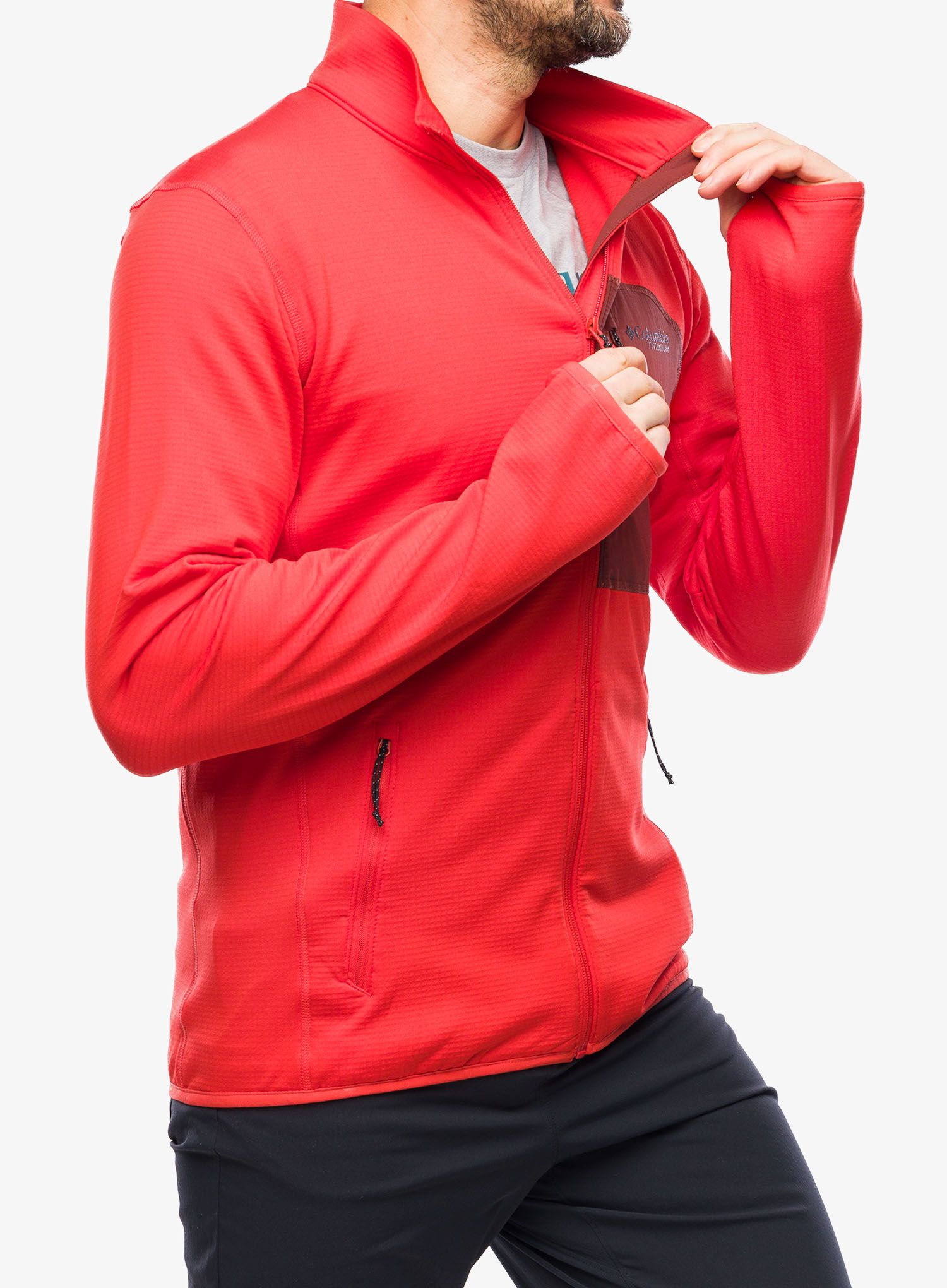 Flis Columbia Triple Canyon Grid Fleece Full Zip - spicy/spice